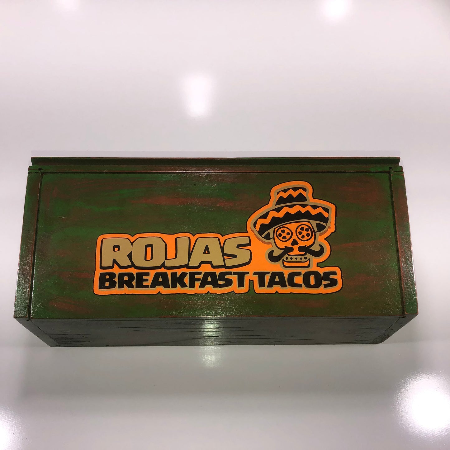 Rojas Breakfast Tacos Empty Wooden Cigar Shelf Display 14.25x6x5.75