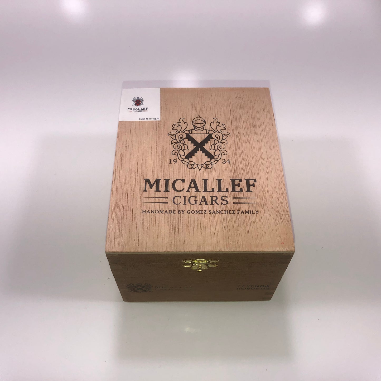 Micallef Leyenda Robusto Wooden Cigar Box 5x6.25x4.25