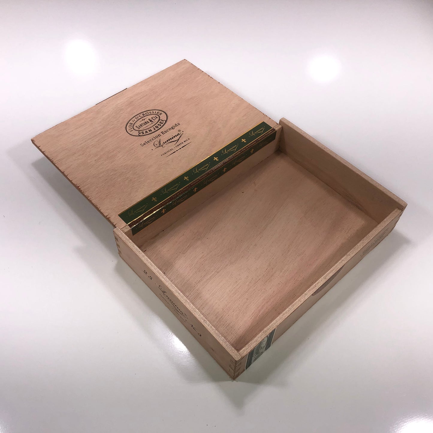 Flor De D'Crossier Double Corona Empty Wooden Cigar Box 10.75x7.75x2