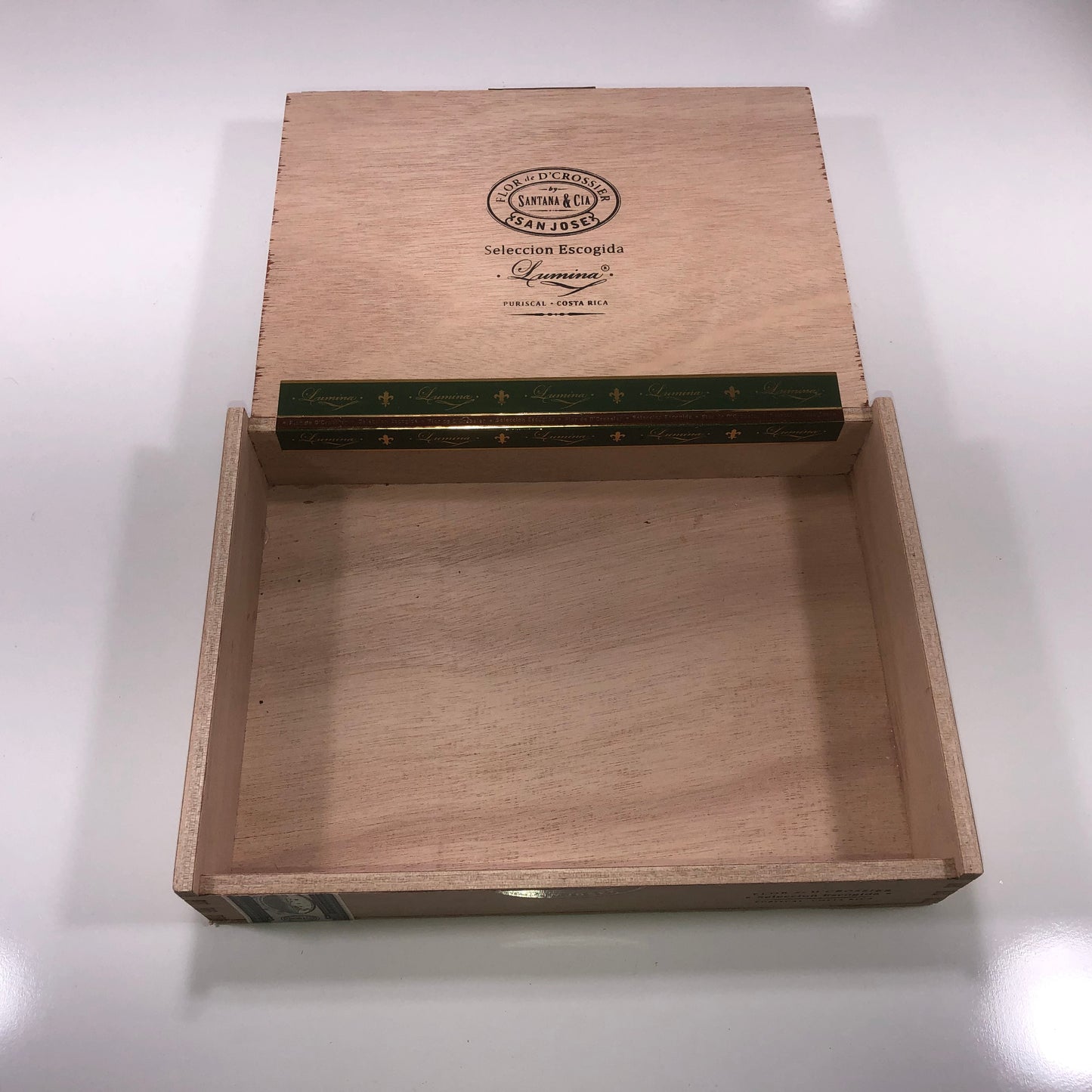 Flor De D'Crossier Double Corona Empty Wooden Cigar Box 10.75x7.75x2