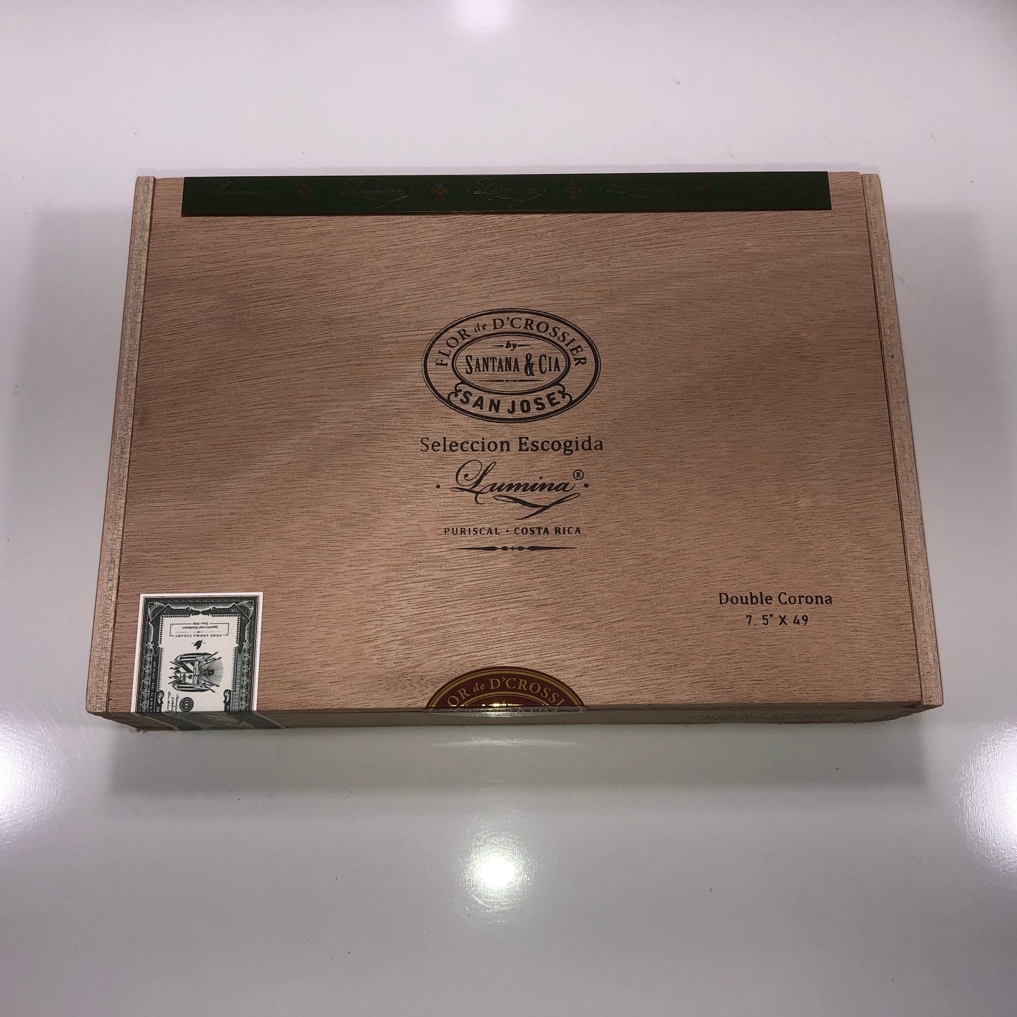 Flor De D'Crossier Double Corona Empty Wooden Cigar Box 10.75x7.75x2