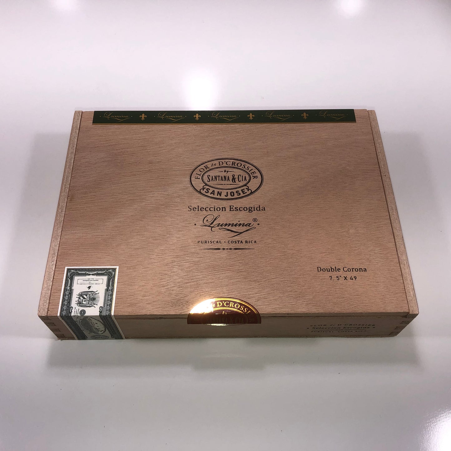 Flor De D'Crossier Double Corona Empty Wooden Cigar Box 10.75x7.75x2