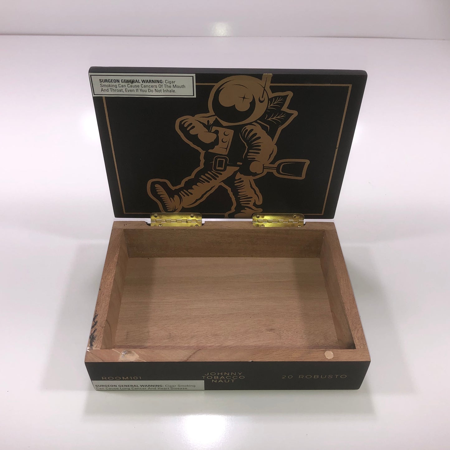 Room 101 Johnny Tobacconaut Robusto Empty Wooden Cigar Box 8.5x6.25x2