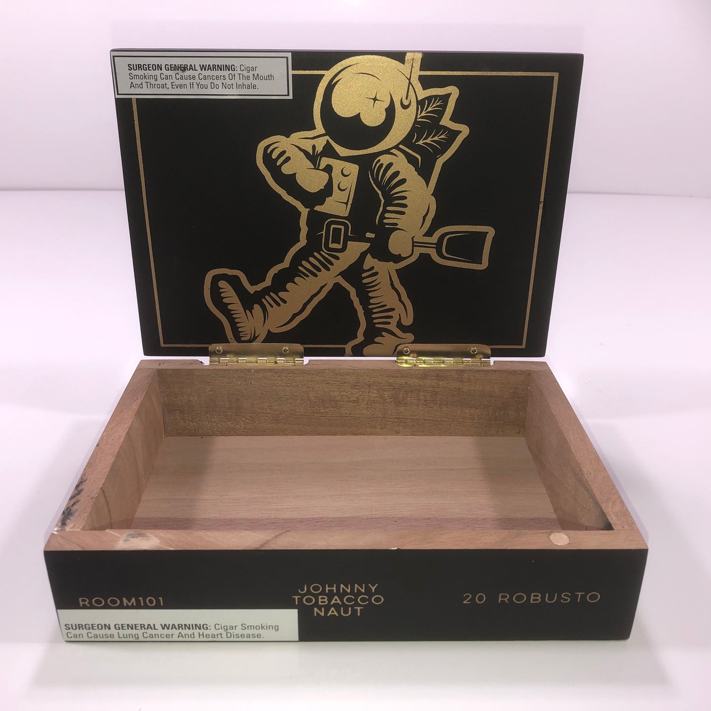 Room 101 Johnny Tobacconaut Robusto Empty Wooden Cigar Box 8.5x6.25x2