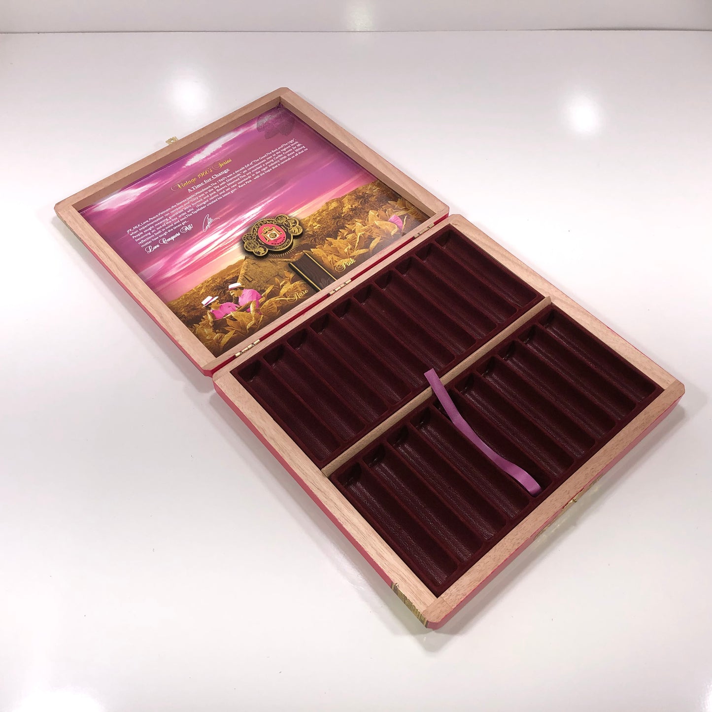 Arturo Fuente Opus X Rare Pink Queen of Hearts Empty Wooden Cigar Box 11.5x10.75x2