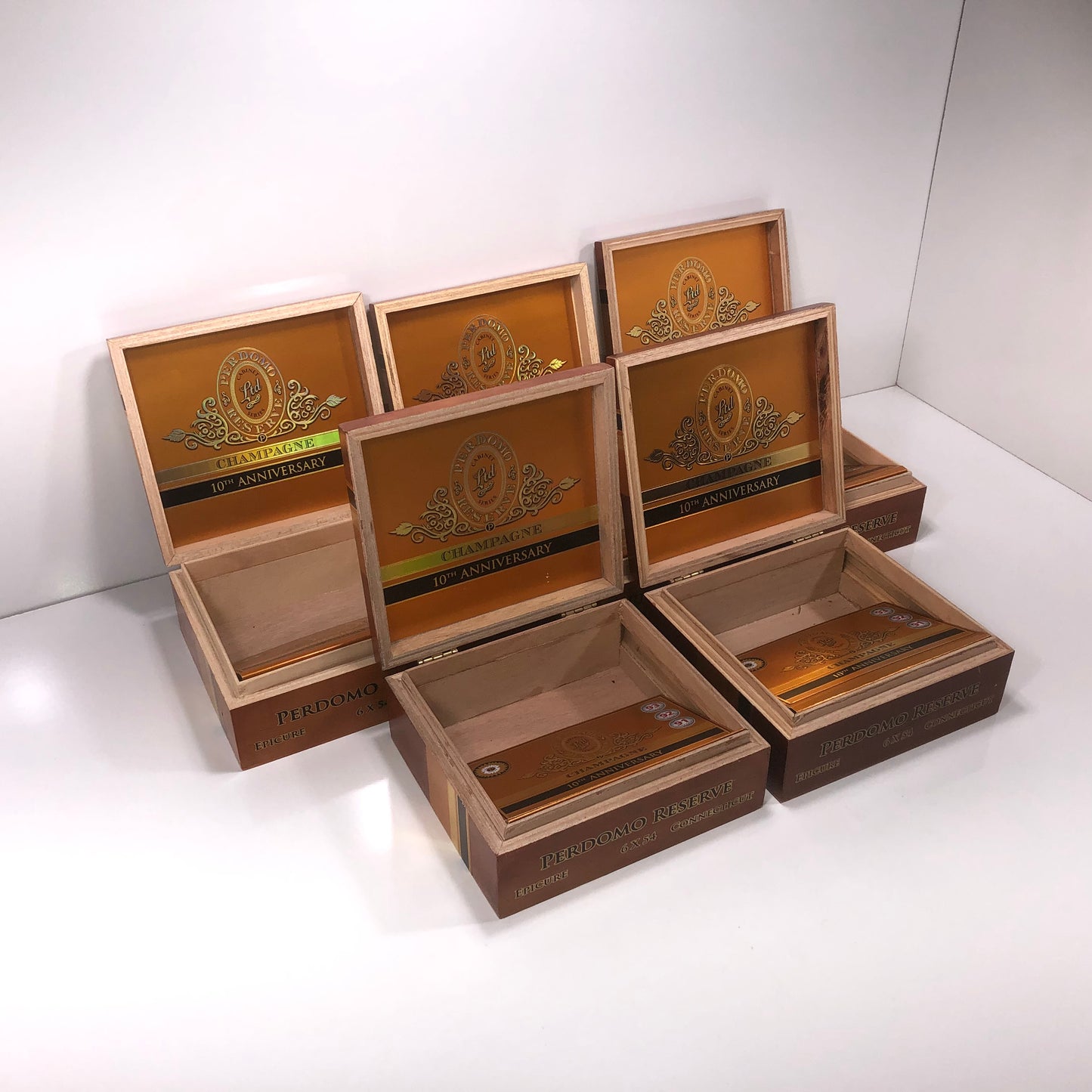 Lot of 5 Perdomo Champagne Epicure Empty Wooden Cigar Boxes 8x7.5x3.25 #14