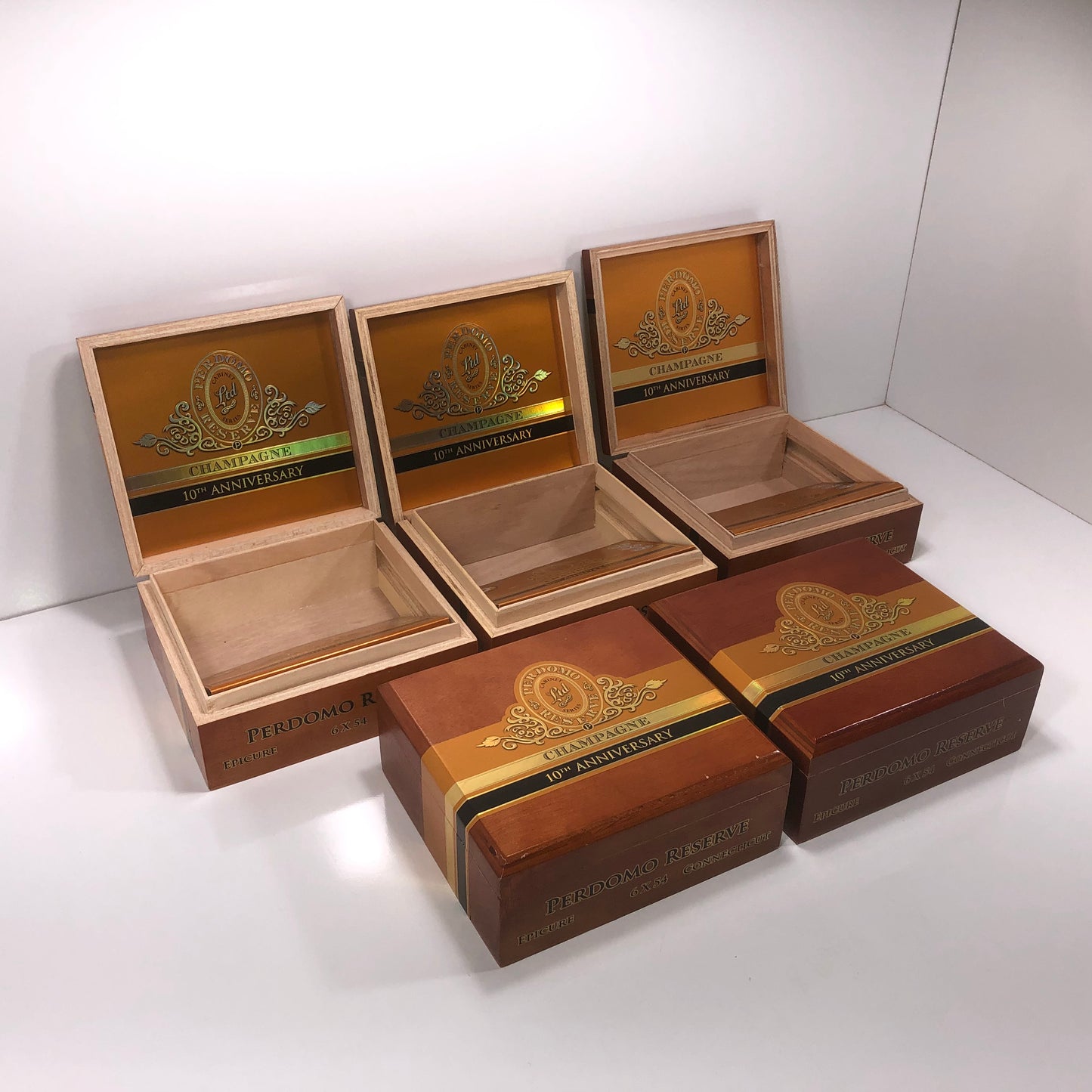 Lot of 5 Perdomo Champagne Epicure Empty Wooden Cigar Boxes 8x7.5x3.25 #14