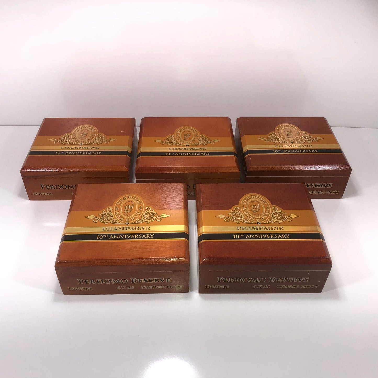 Lot of 5 Perdomo Champagne Epicure Empty Wooden Cigar Boxes 8x7.5x3.25 #14