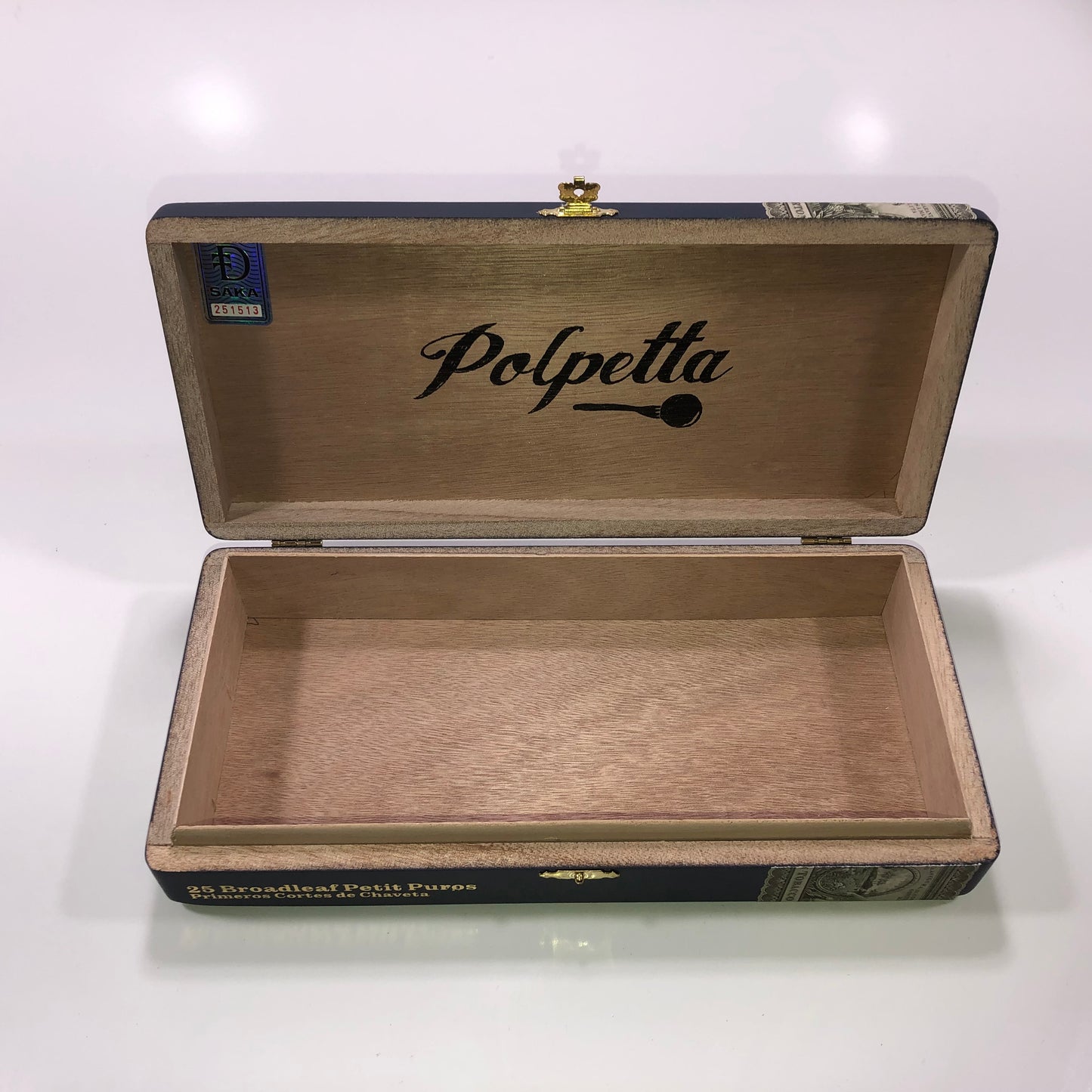 Dunbarton Polpetta Empty Wooden Cigar Box 10.5x5x2