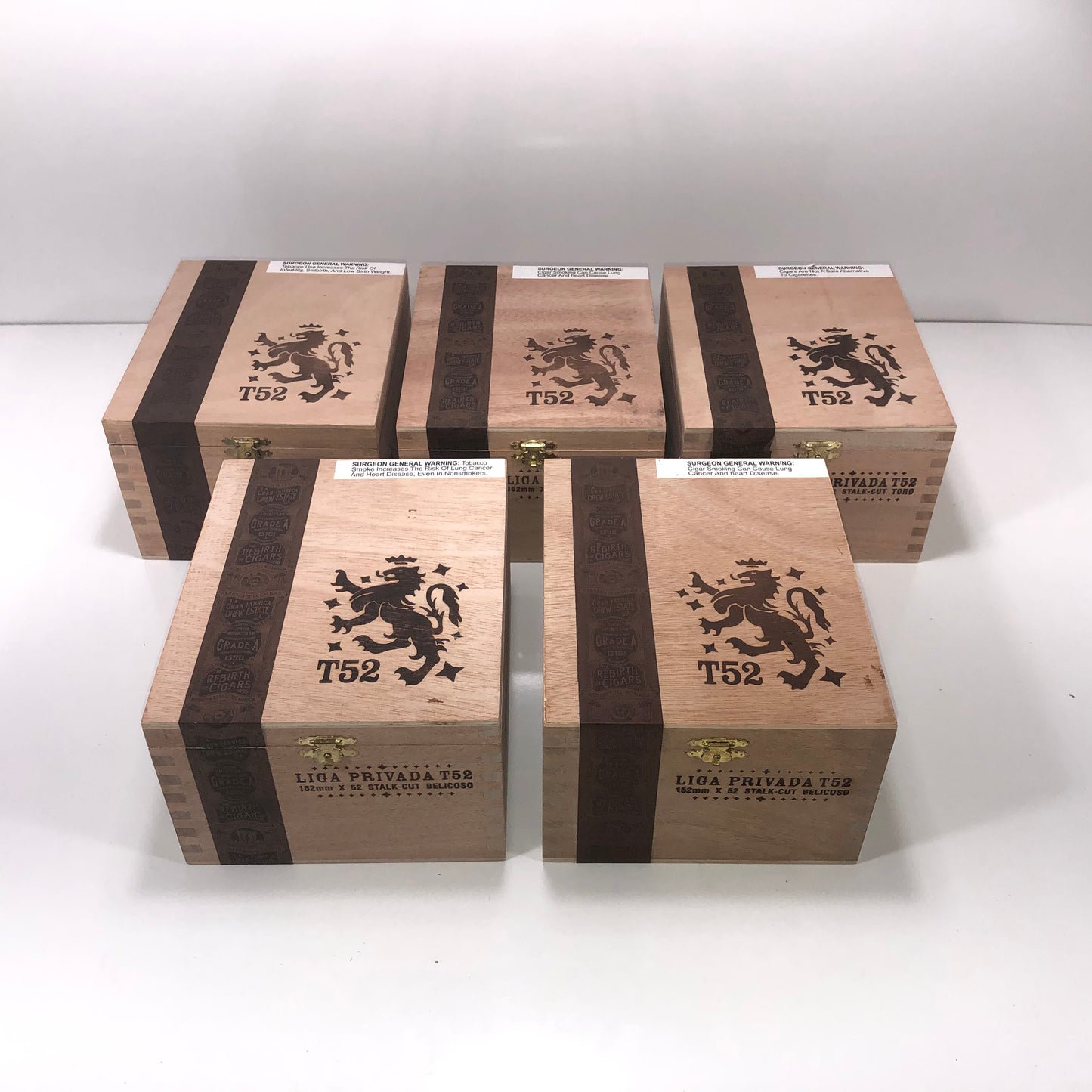 Lot of 5 Liga Privada T52 Toro Empty Wooden Cigar Boxes 6x7x4 #56