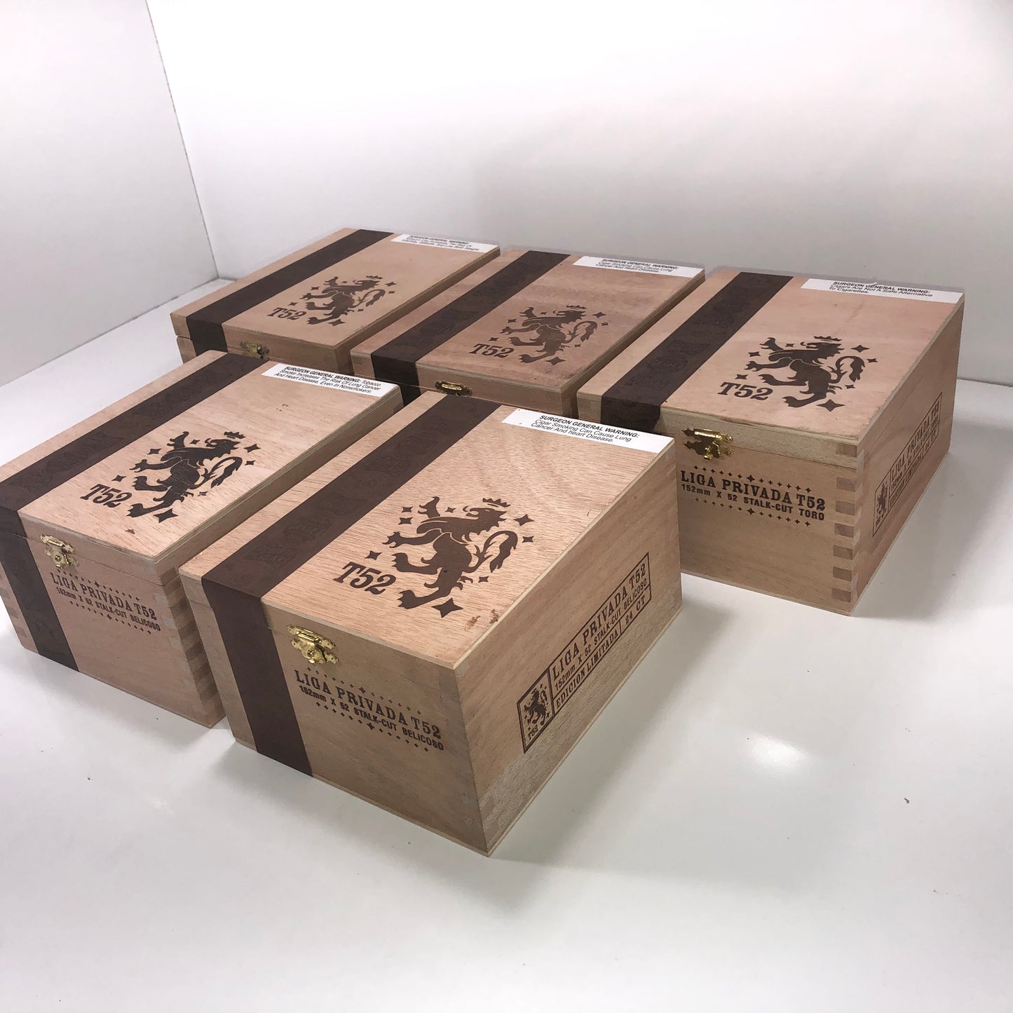 Lot of 5 Liga Privada T52 Toro Empty Wooden Cigar Boxes 6x7x4 #56