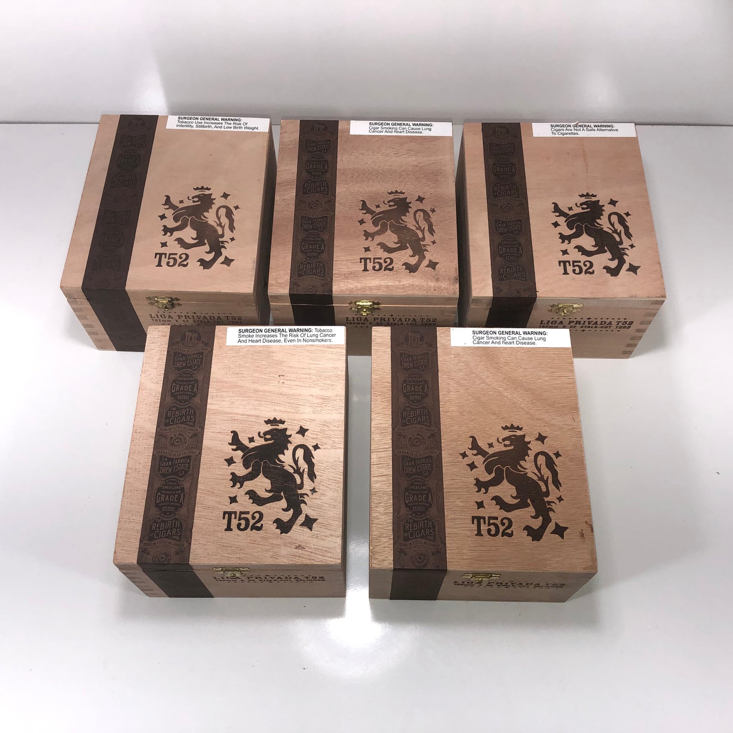 Lot of 5 Liga Privada T52 Toro Empty Wooden Cigar Boxes 6x7x4 #56