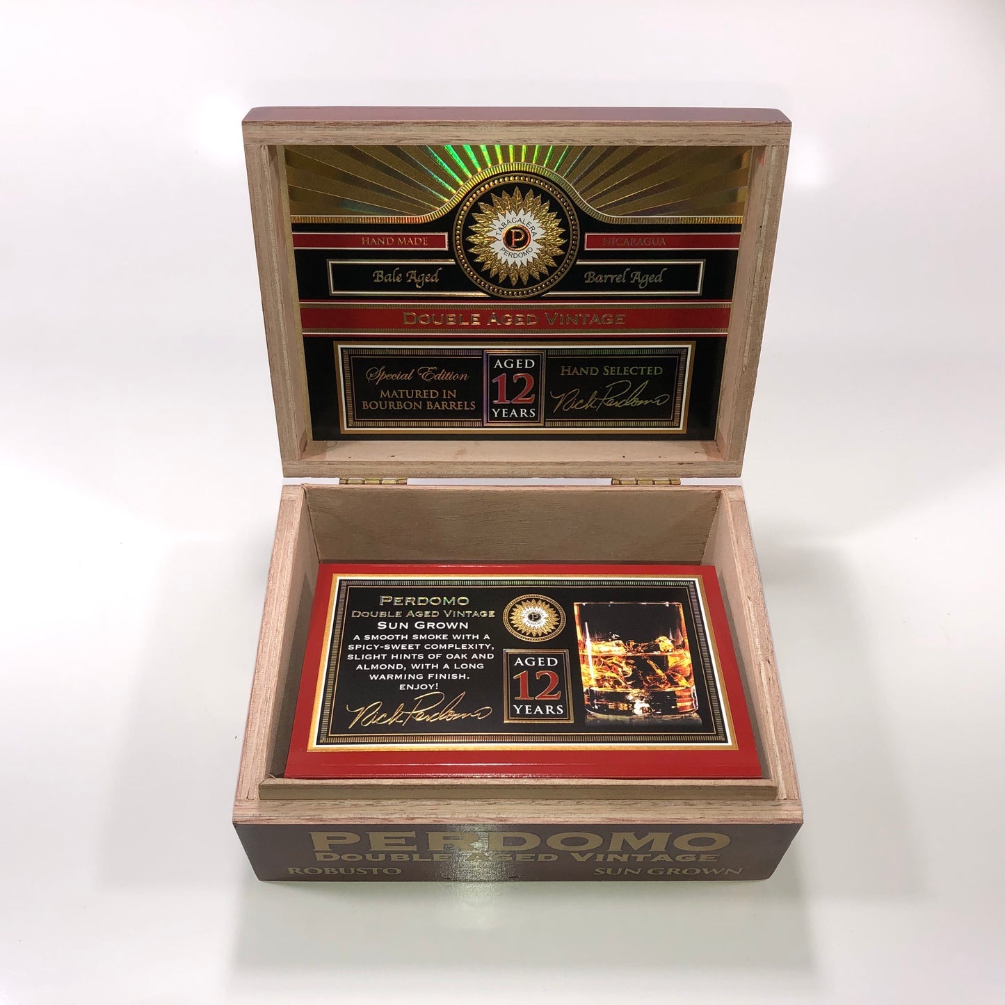 Perdomo Double Aged Vintage Sun Grown Robusto Empty Wooden Cigar Box 8x6x3.25