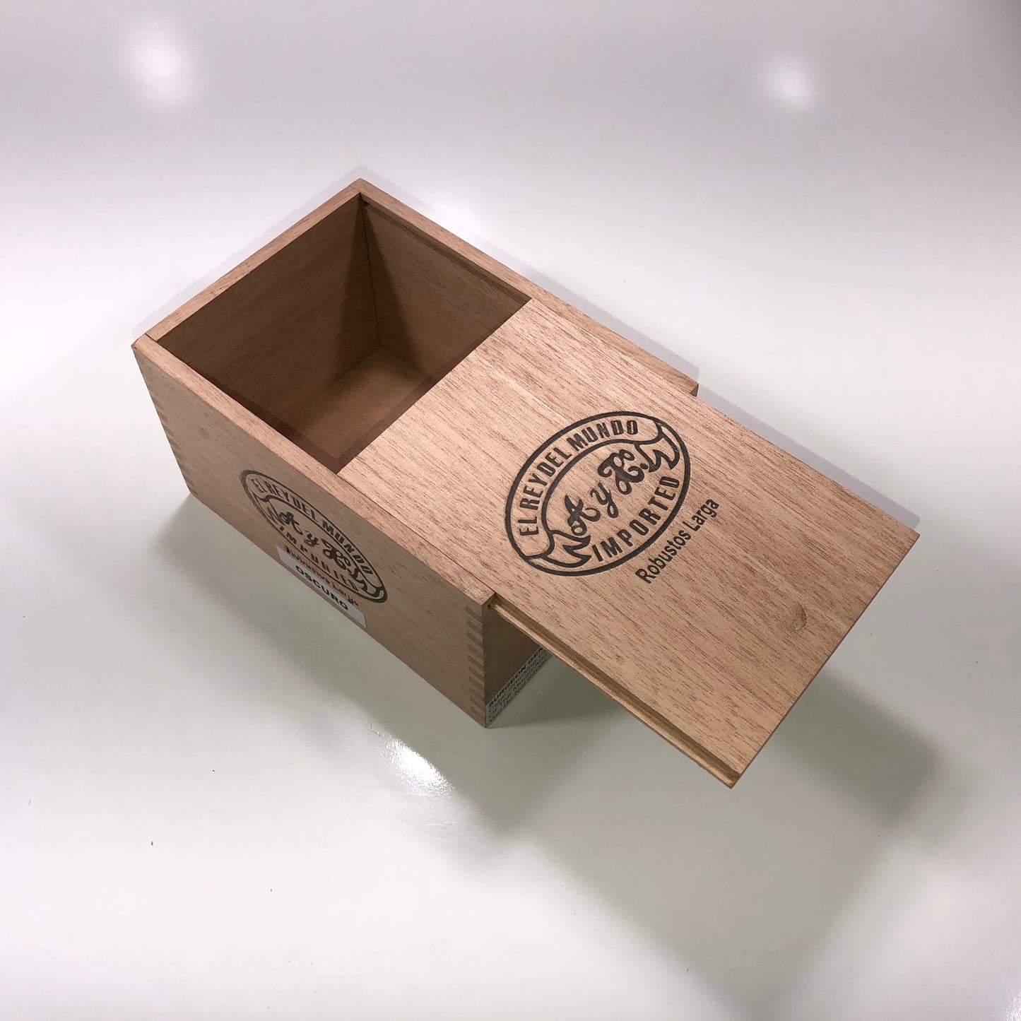 Del Mundo Robusto Empty Wooden Cigar Box 4.75x7x4