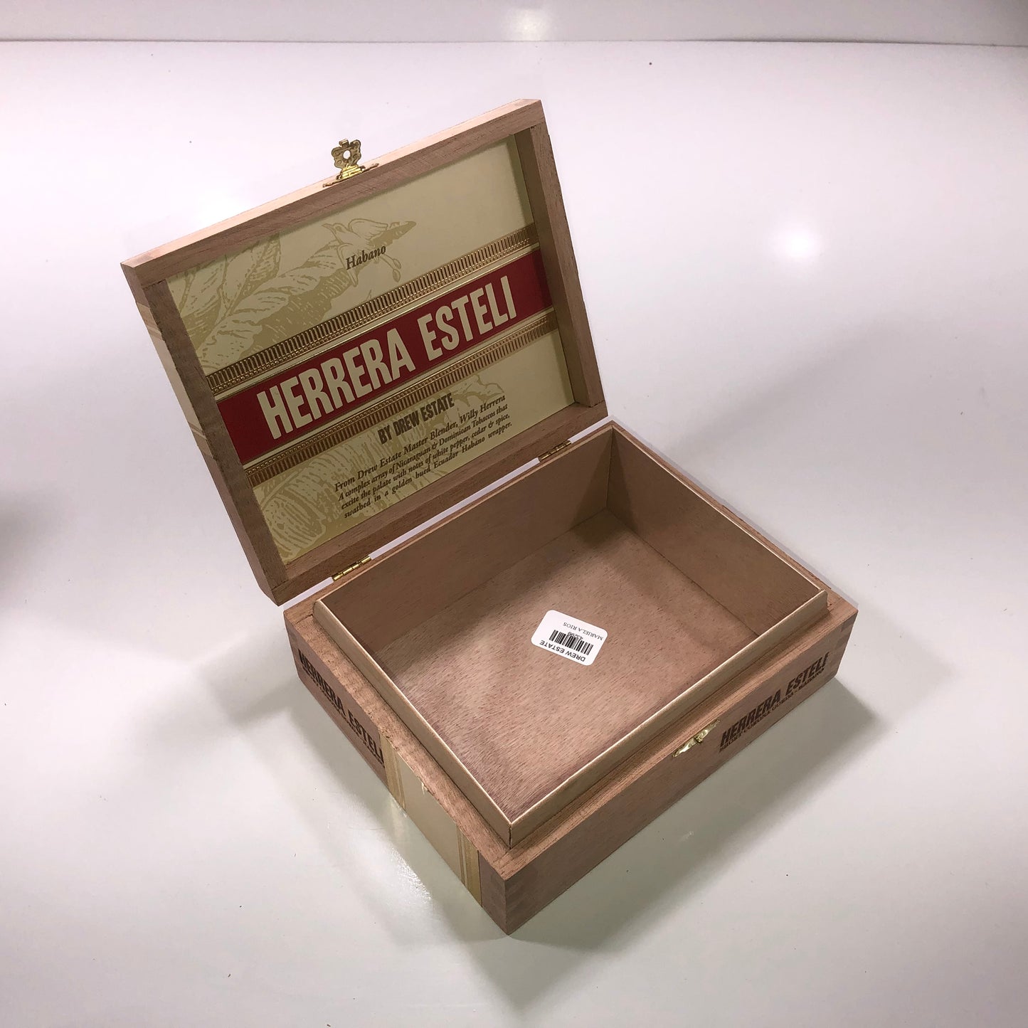 Herrera Esteli Hab Short Corona Empty Wooden Cigar Box 7.5x6x2.5