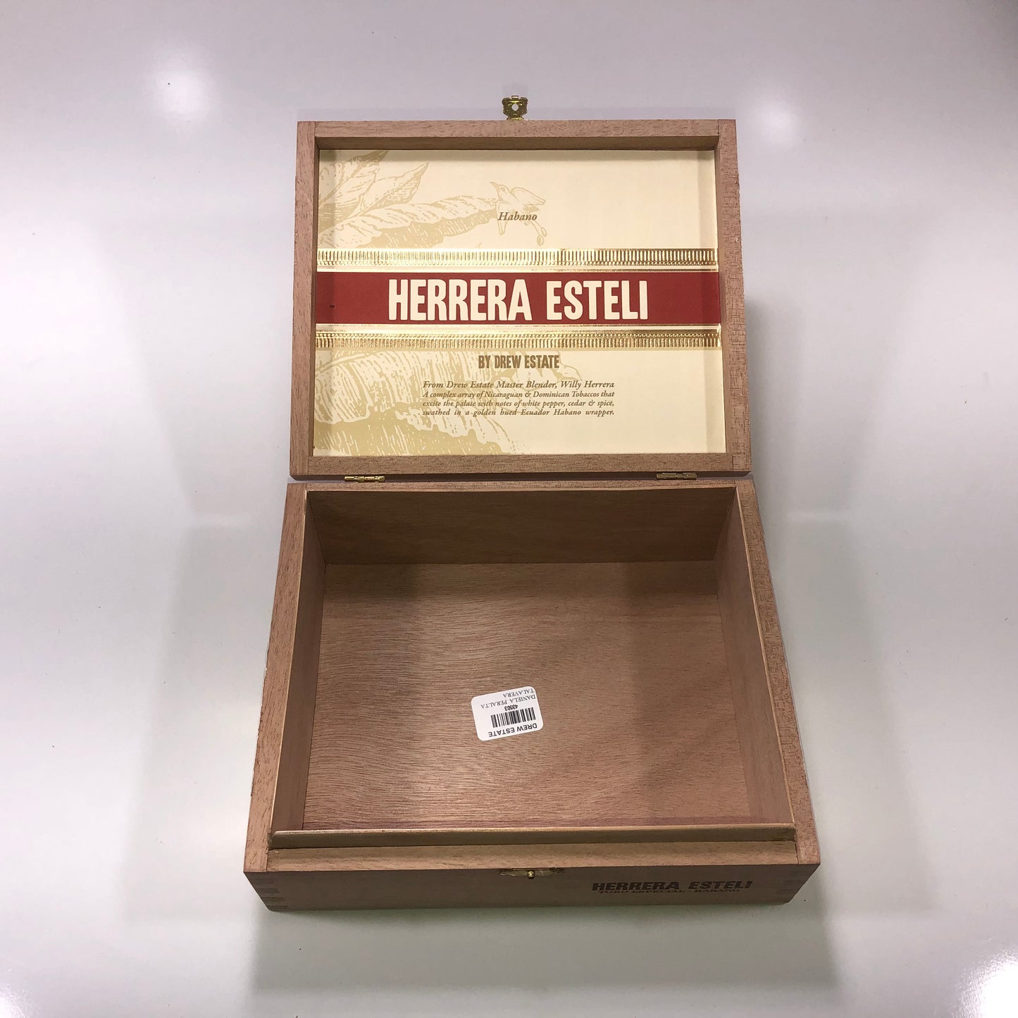 Herrera Esteli Hab Toro Empty Wooden Cigar Box 8.75x7.25x2.75