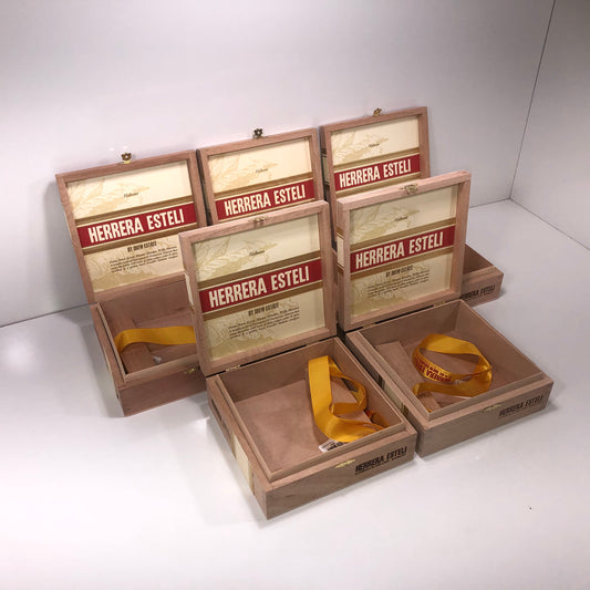 Lot of 5 Herrera Esteli Lonsdale Empty Wooden Cigar Boxes 7x7x2.5 #35