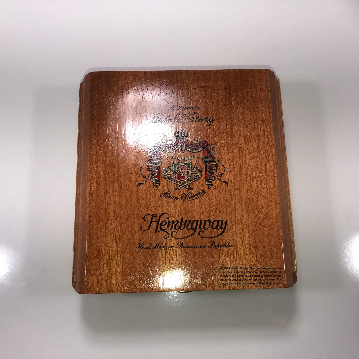 Arturo Fuente Hemingway Untold Story Empty Wooden Cigar Box 8x8.25x3