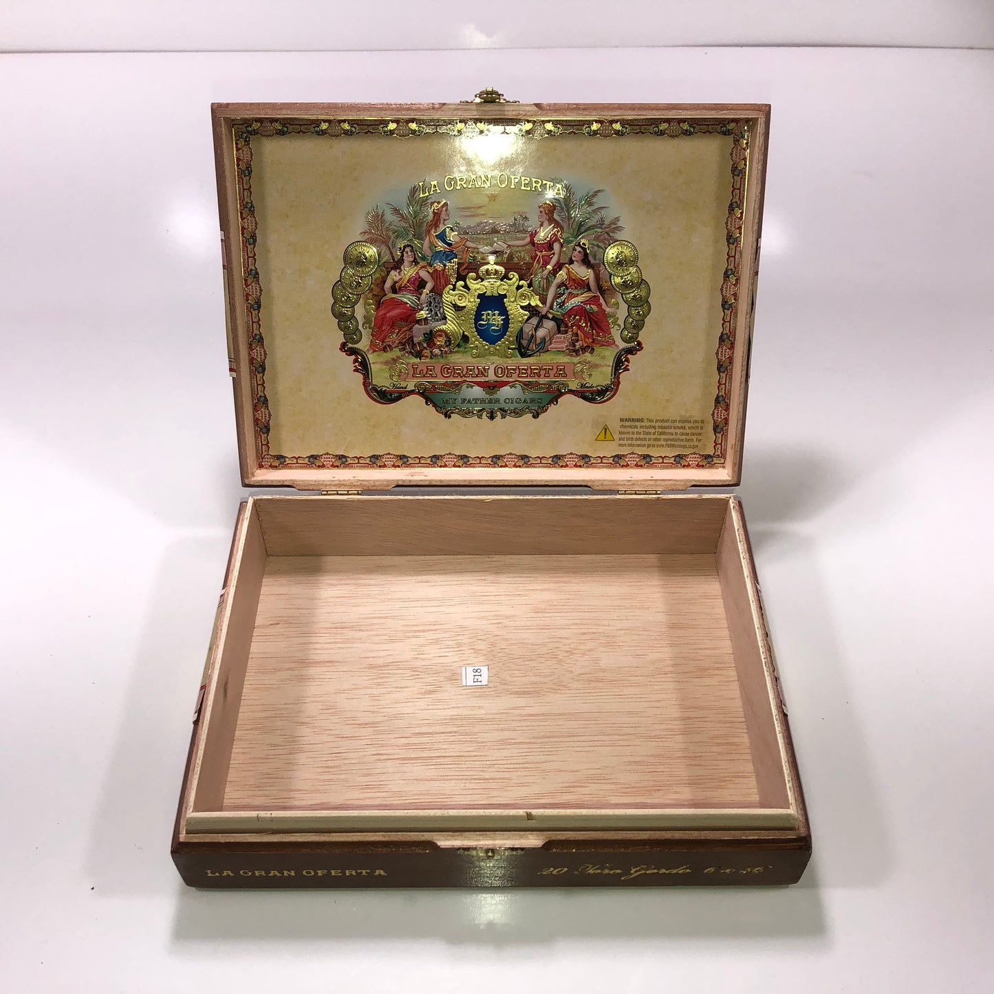 My Father Cigars La Gran Oferta Toro Gordo Empty Wooden Cigar Box 9.5x7x2.25