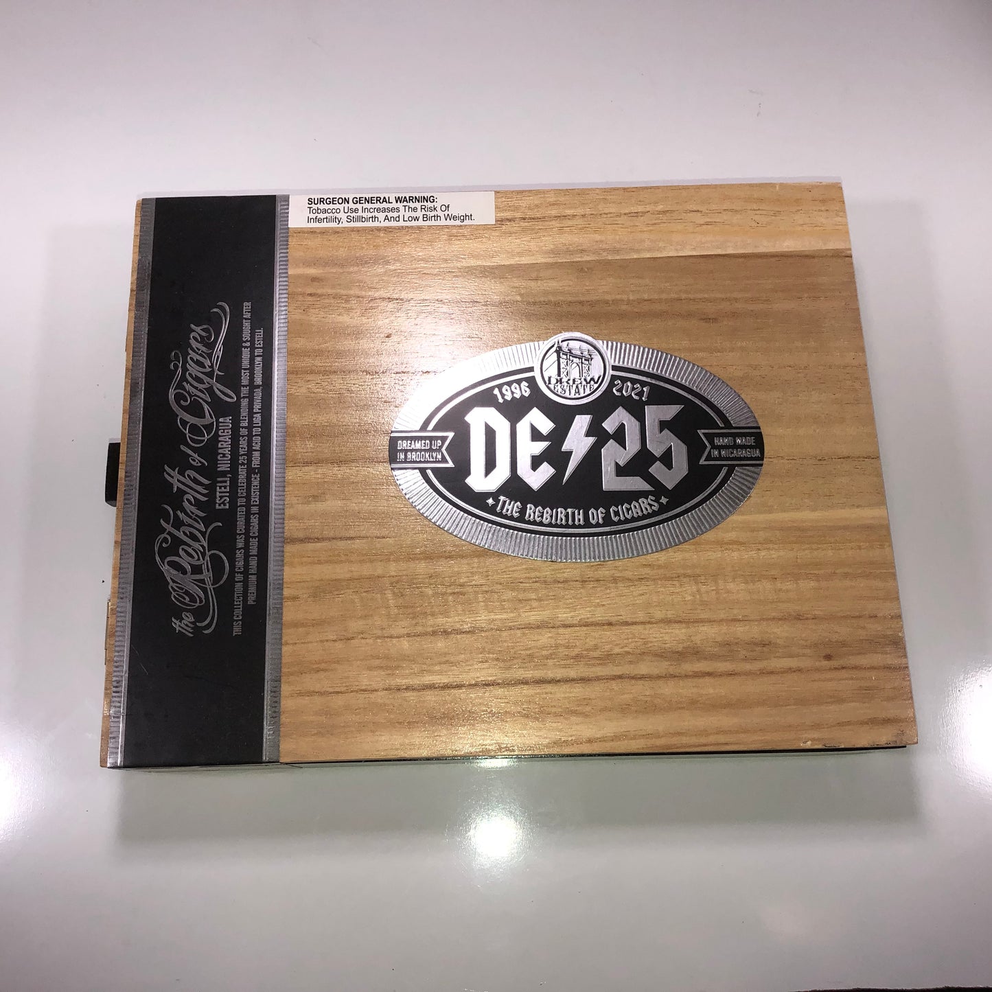 Drew Estate 25th Anniversary Empty Wooden Cigar Box 12x9.5x2