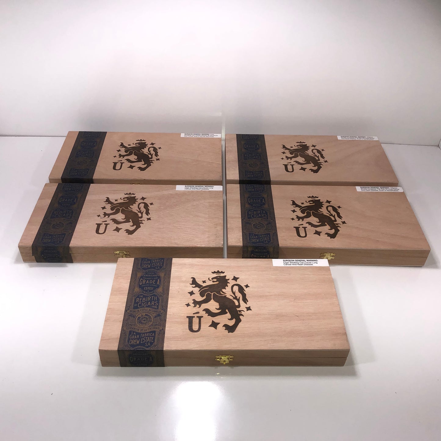 Lot of 5 Liga Privada Feral Flying Pig Empty Wooden Cigar Boxes 13x6.5x1.5 #100