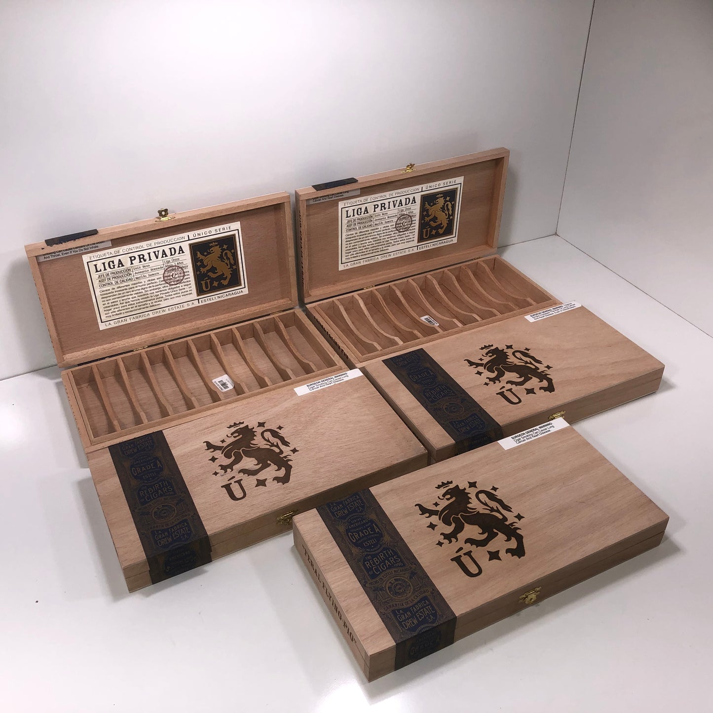 Lot of 5 Liga Privada Feral Flying Pig Empty Wooden Cigar Boxes 13x6.5x1.5 #100