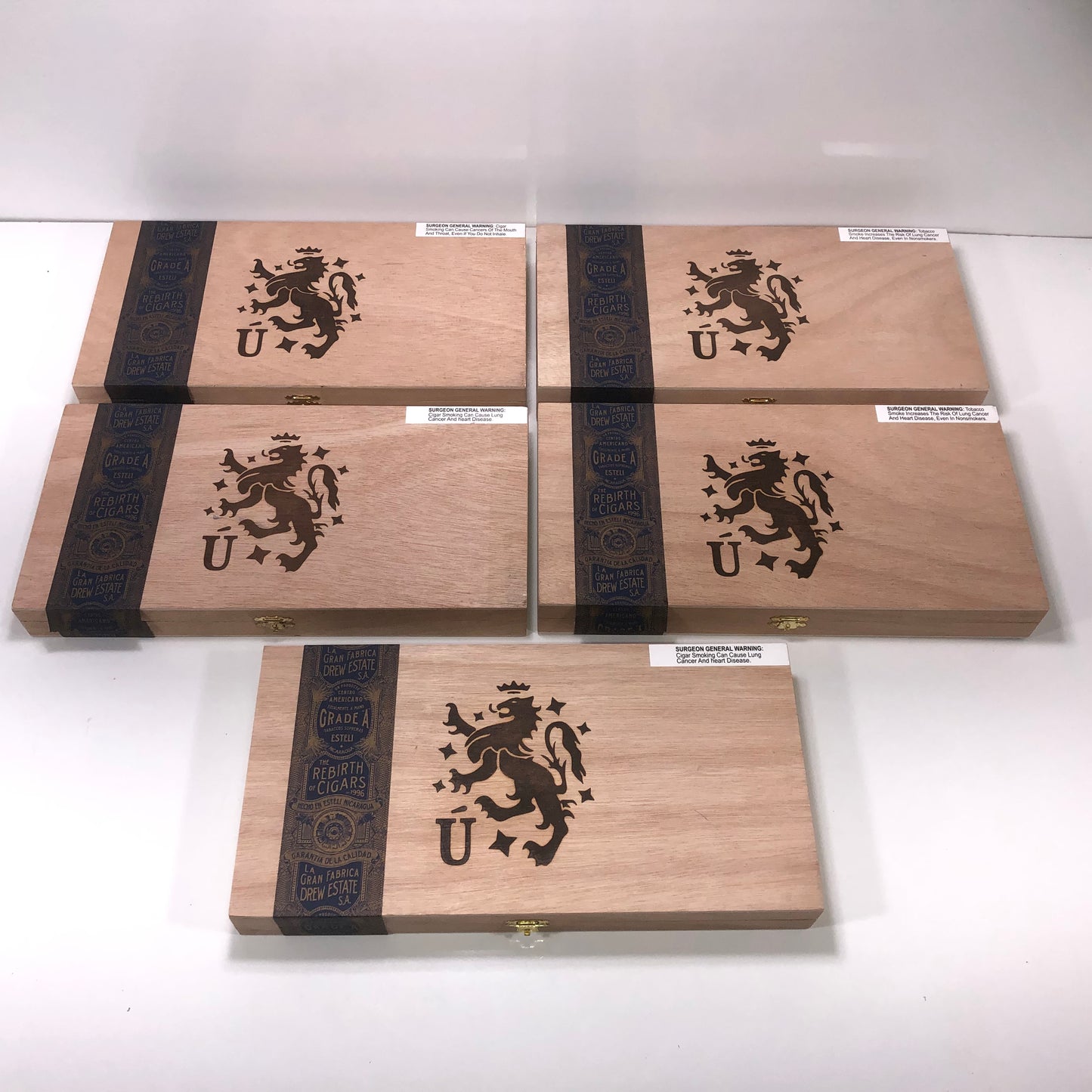 Lot of 5 Liga Privada Feral Flying Pig Empty Wooden Cigar Boxes 13x6.5x1.5 #100