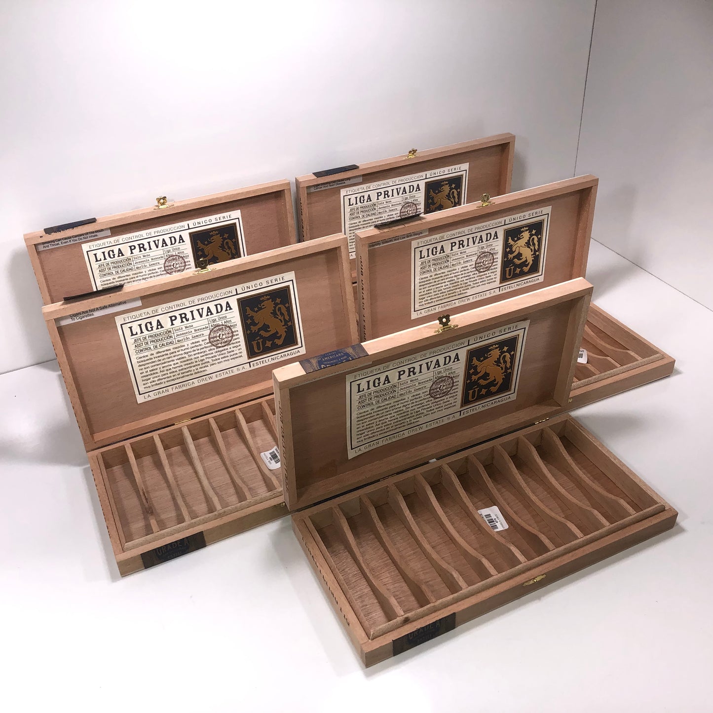 Lot of 5 Liga Privada Feral Flying Pig Empty Wooden Cigar Boxes 13x6.5x1.5 #100