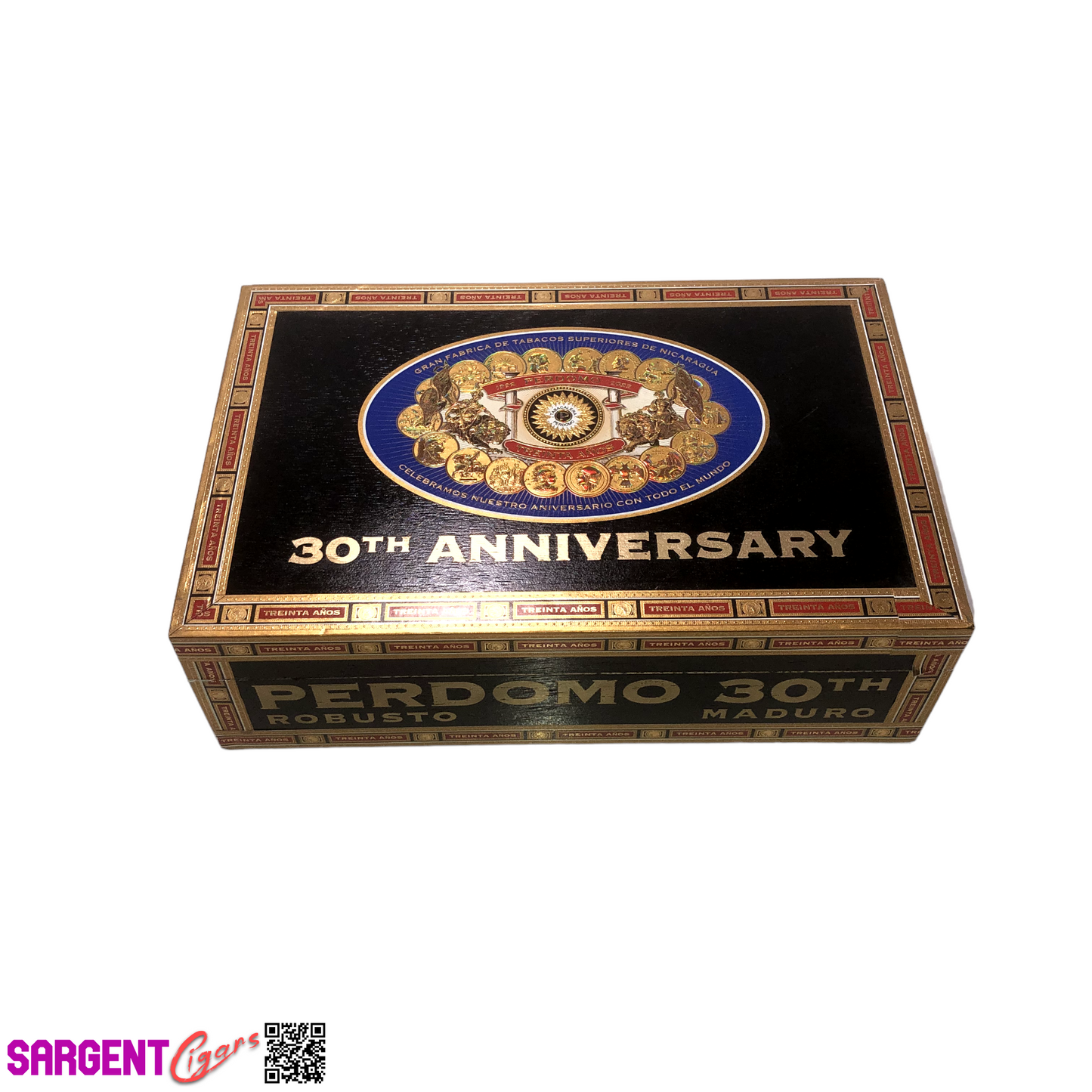 Perdomo 30th Maduro Robusto Empty Wooden Cigar Box 9.5x6.25x2.75