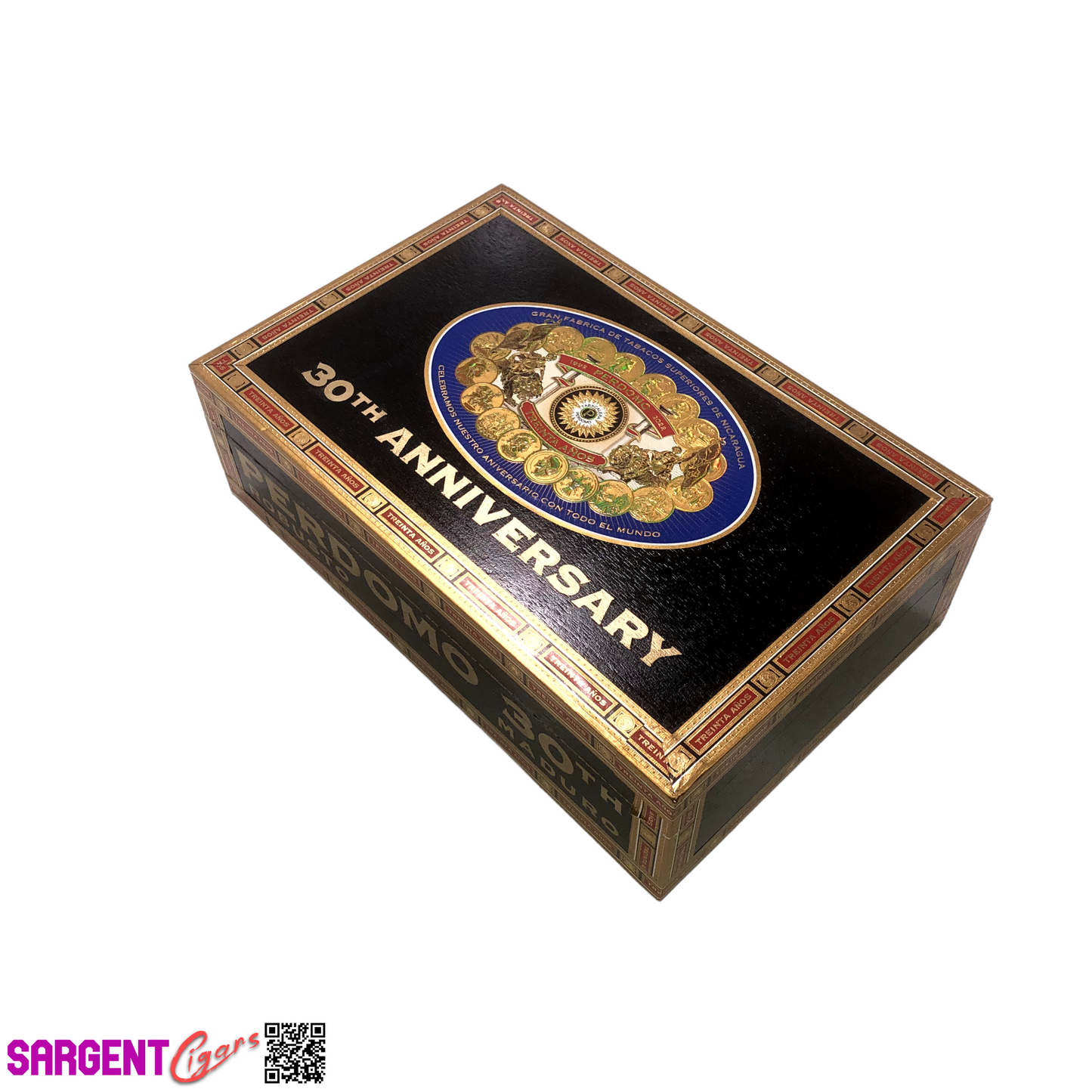 Perdomo 30th Maduro Robusto Empty Wooden Cigar Box 9.5x6.25x2.75