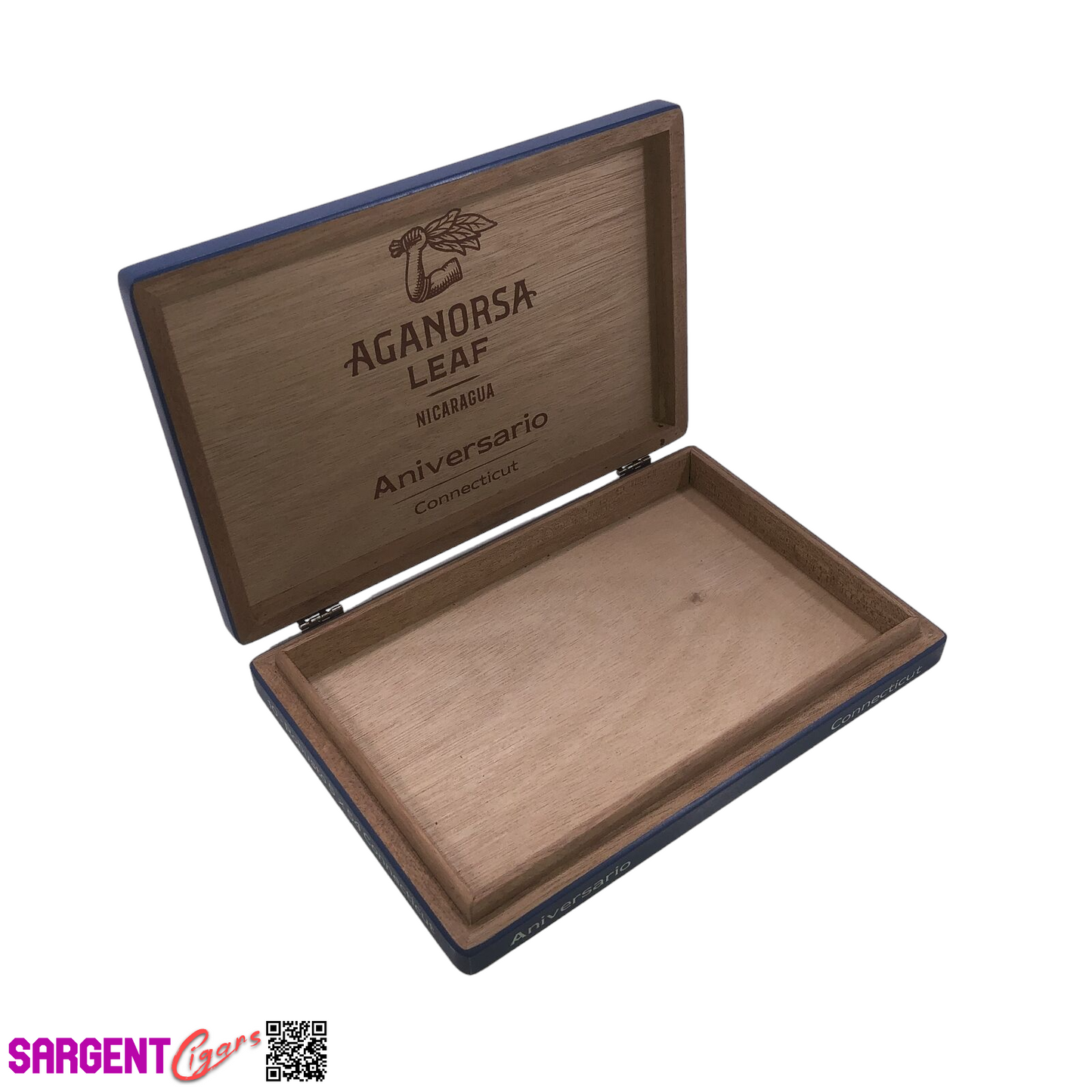 Aganorsa Leaf Aniversario Connecticut Robusto Empty Wooden Cigar Box 9.25x6x1