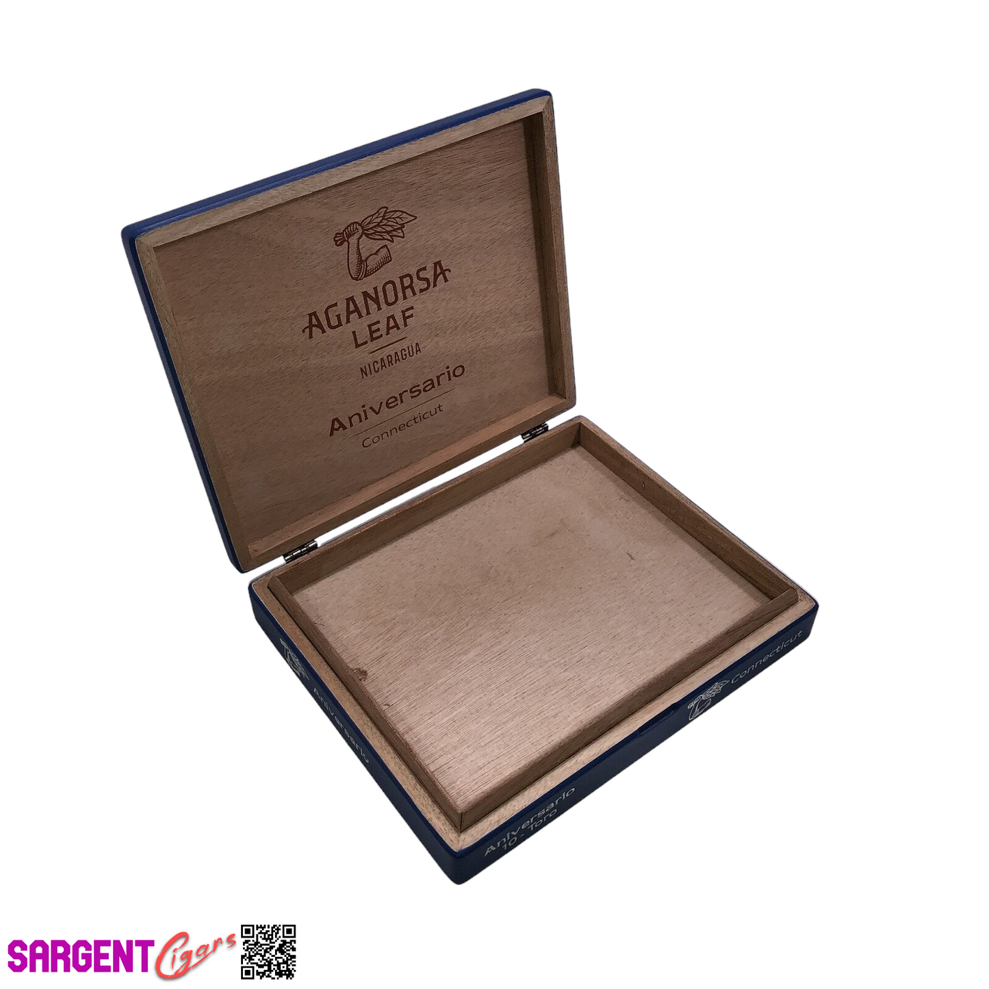 Aganorsa Leaf Aniversario Connecticut Toro Empty Wooden Cigar Box 9x7.5x1.75