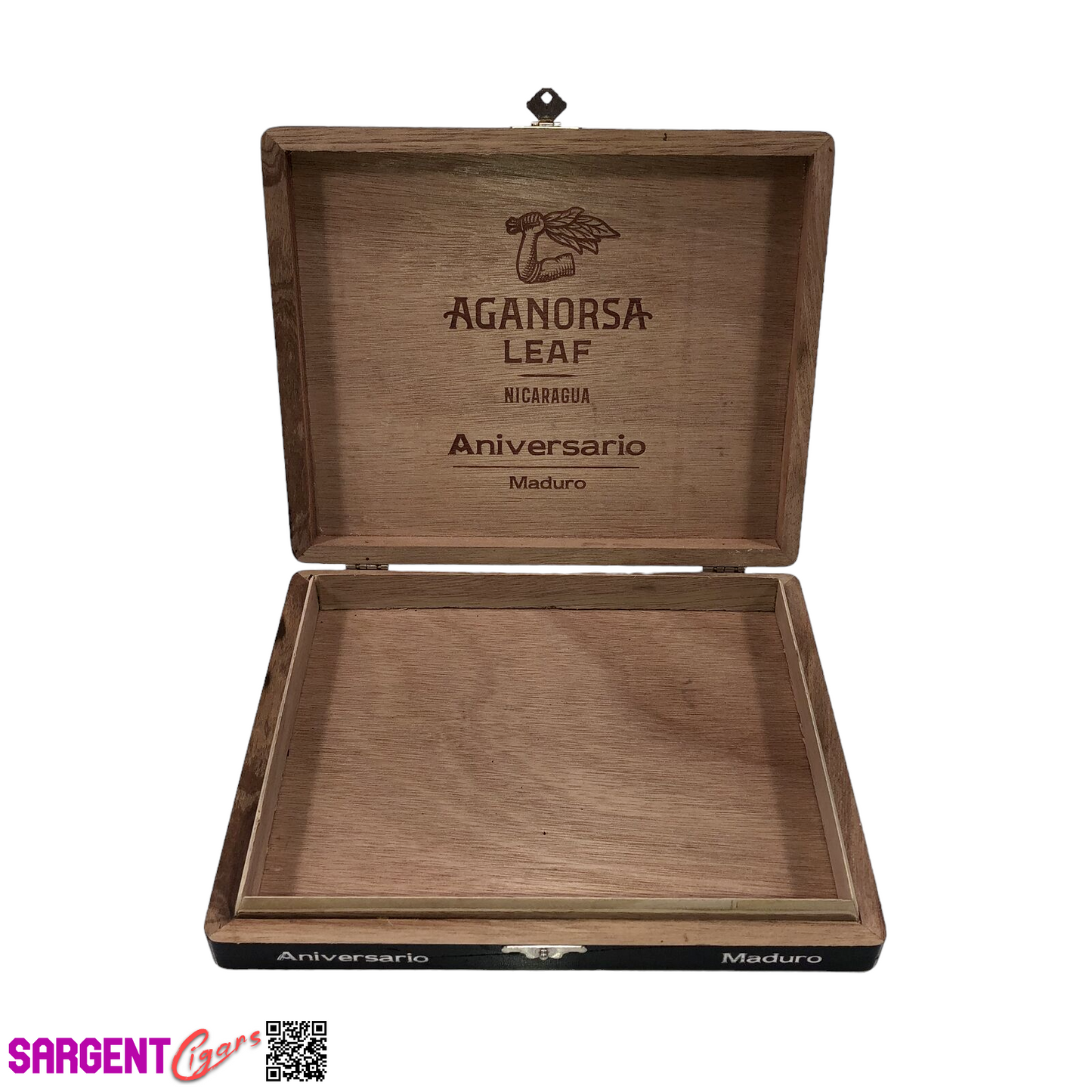 Aganorsa Leaf Aniversario Maduro Toro Empty Wooden Cigar Box 9x7.5x1