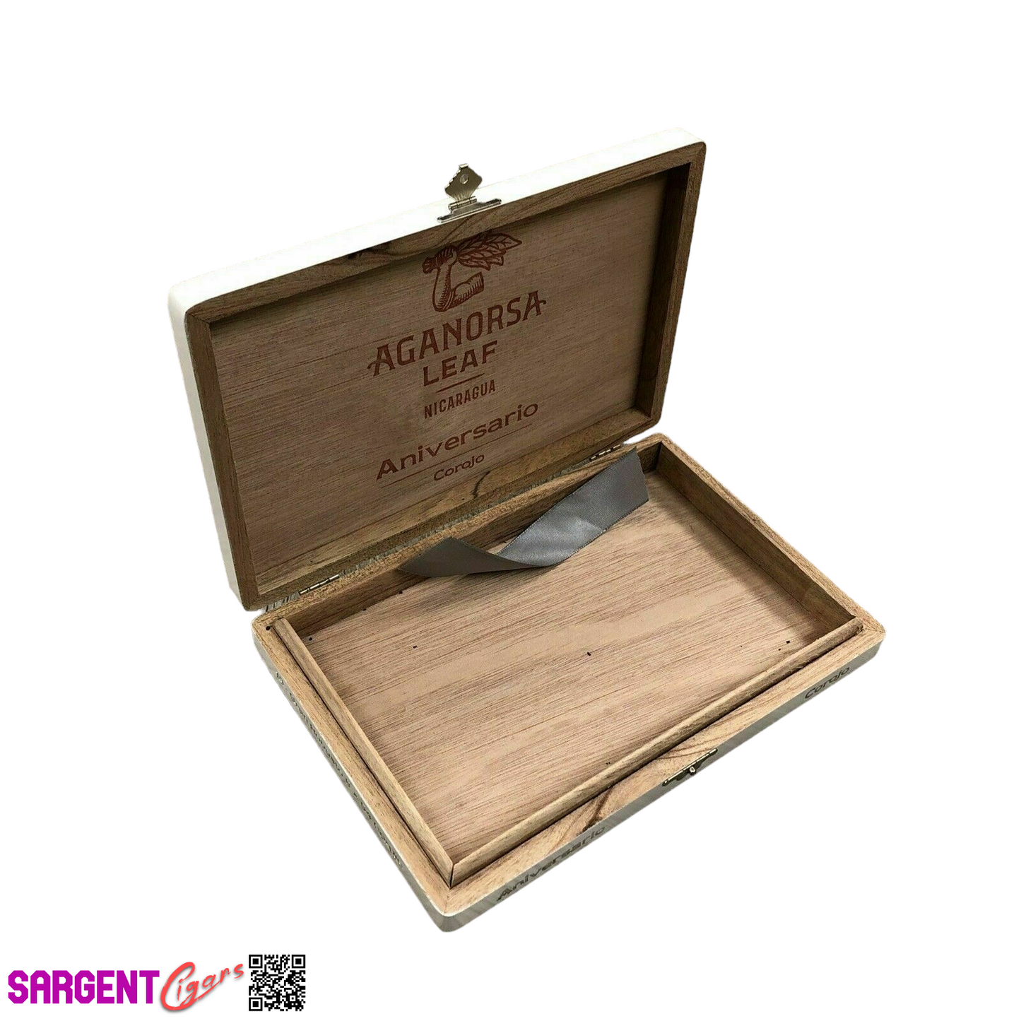 Aganorsa Leaf Aniversario Robusto Empty Wooden Cigar Box 9.25x6x1