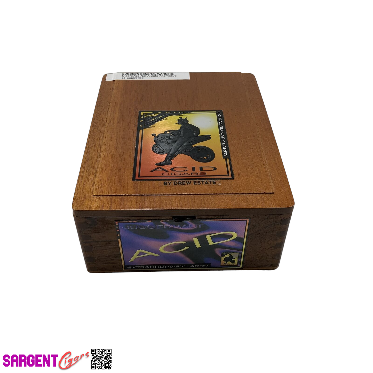 Acid Juggernaut Extraordinary Larry Empty Wooden Cigar Box 6.5x8x3.5