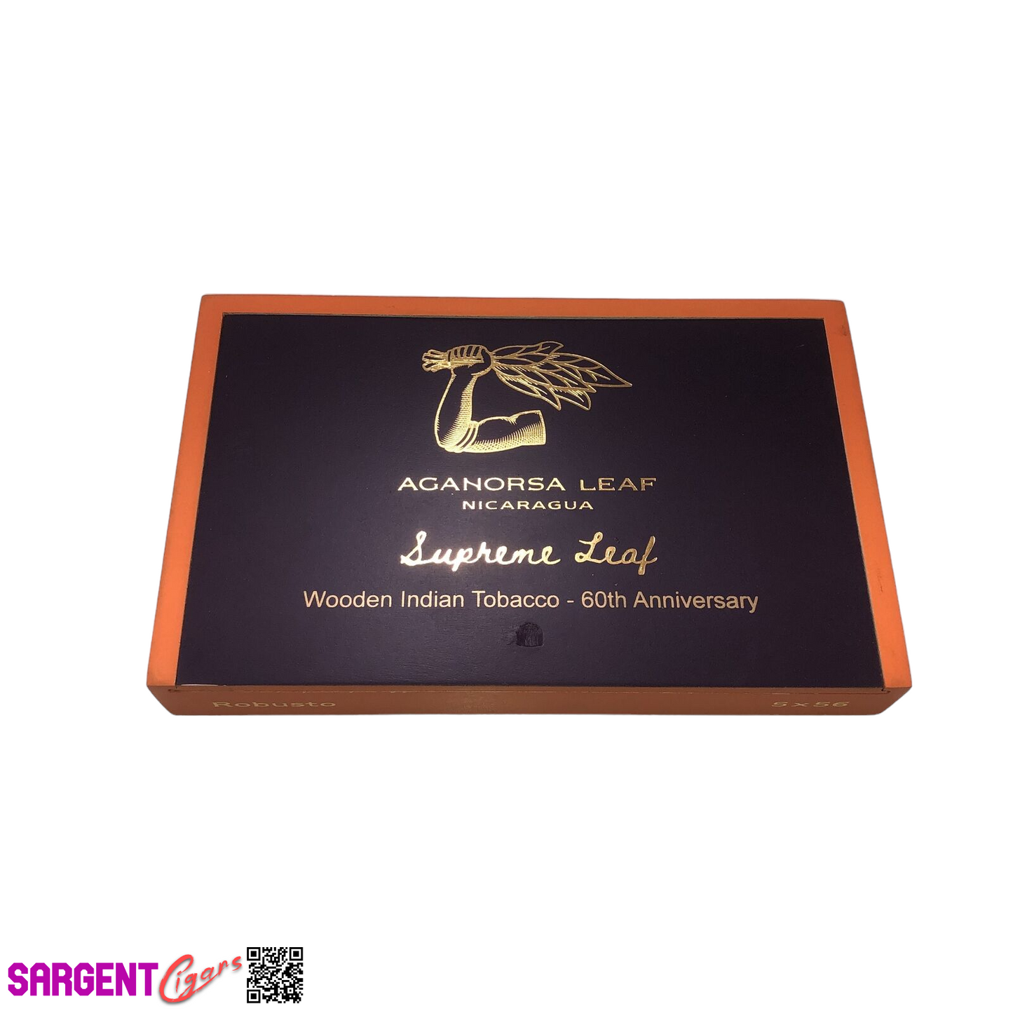 Aganorsa Leaf Supreme Leaf 60th Robusto Empty Wooden Cigar Box 9.5x6x1.25