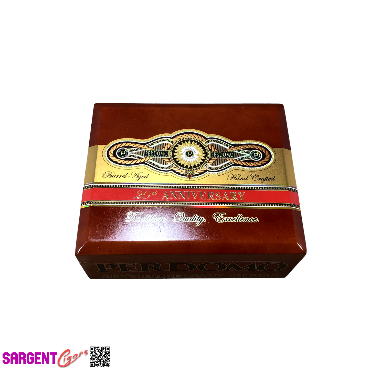 Perdomo 20th Anniversary Connecticut Gordo Empty Wooden Cigar Box 8.5x7x3.25