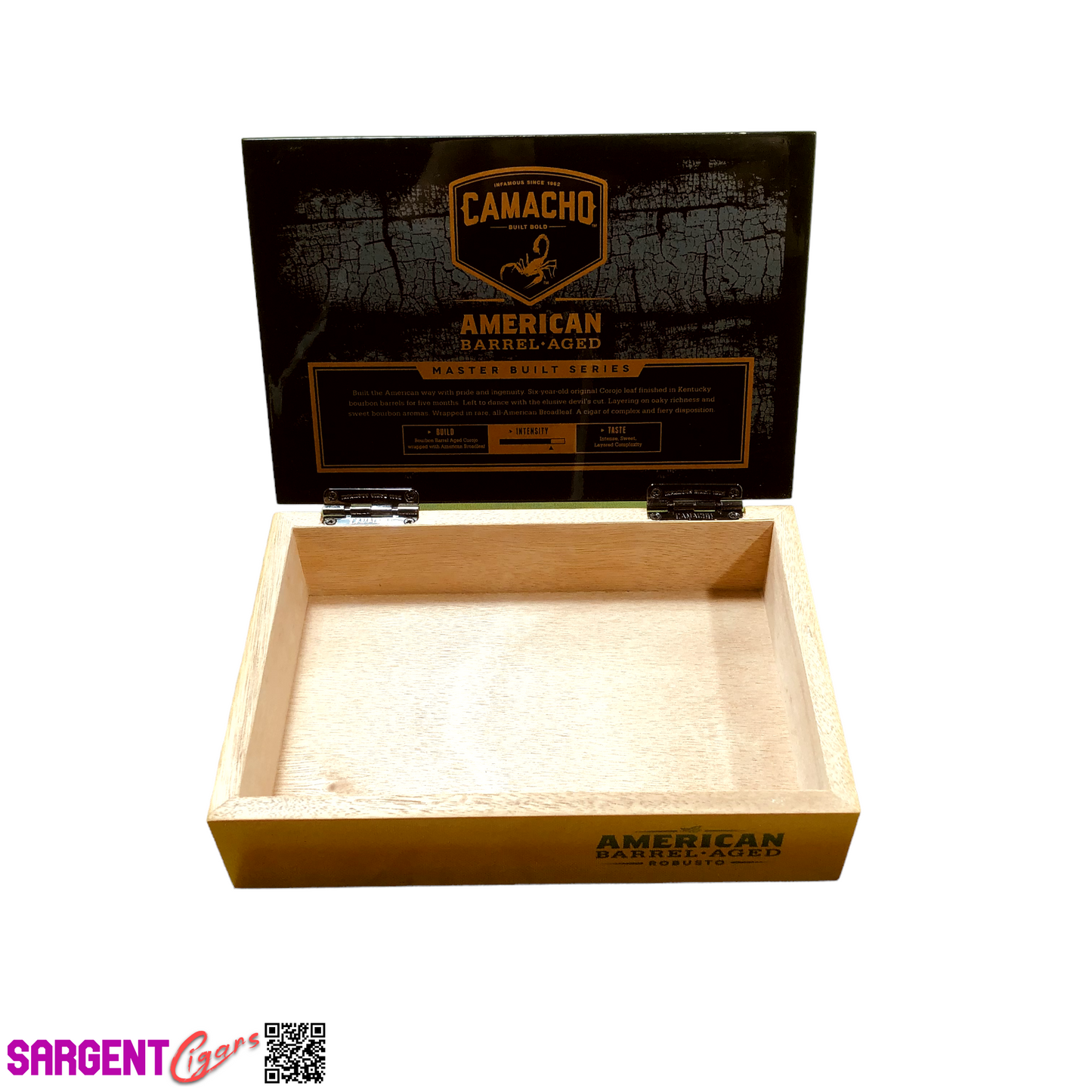 Camacho Barrel Aged Robusto Empty Wooden Cigar Box 8.5x5.75x2.25