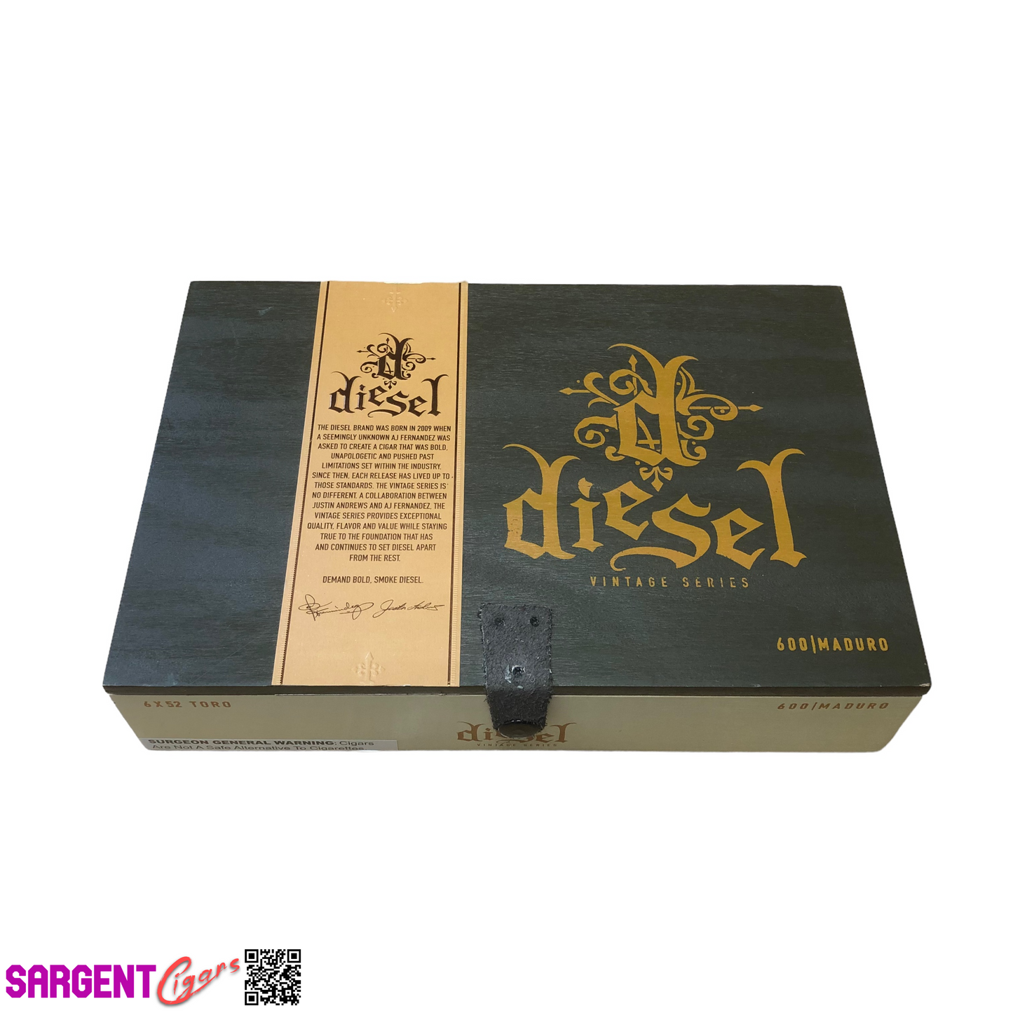 Diesel Vintage Series Toro Empty Wooden Cigar Box 11.25x7.5x2.5