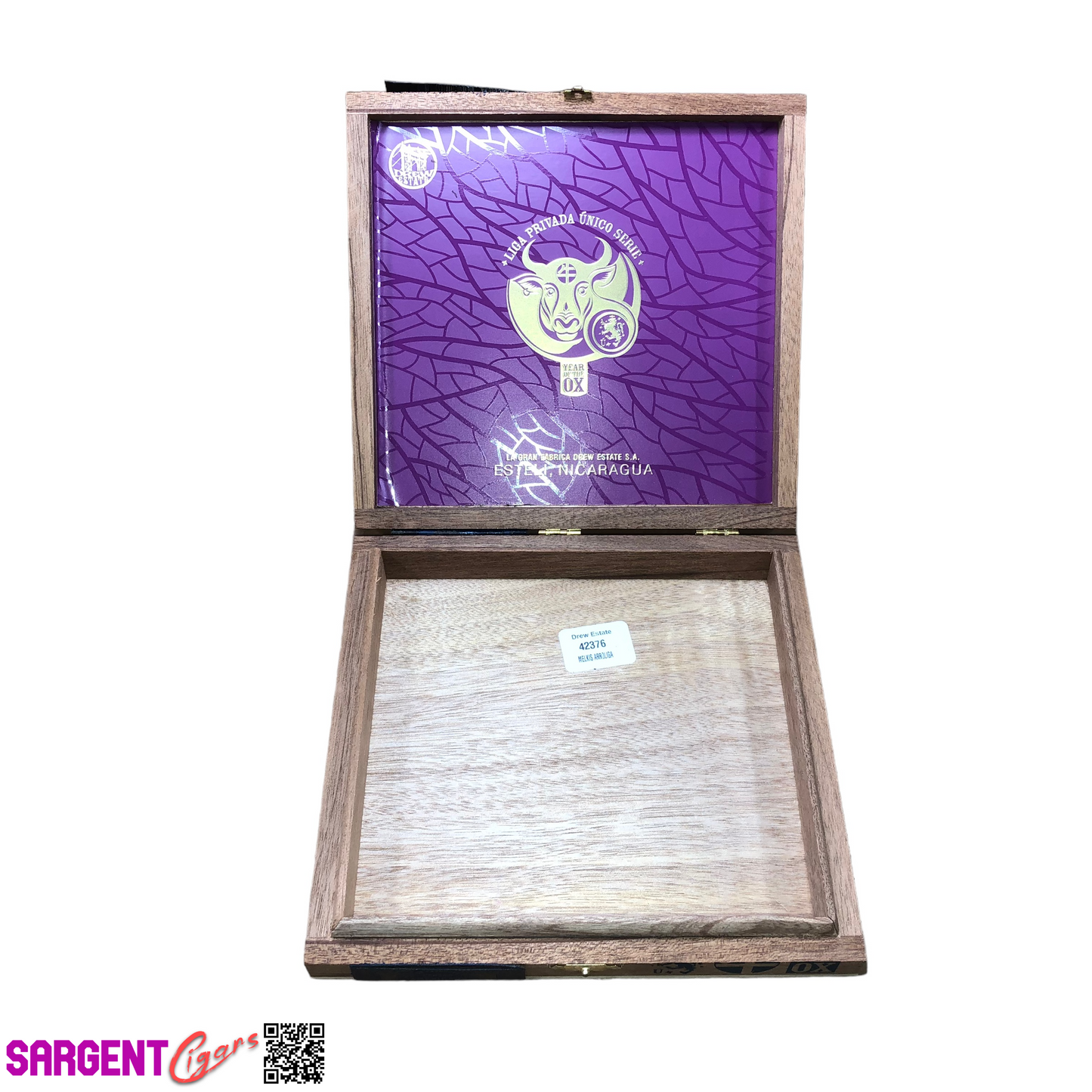 Liga Privada Year of the Ox Empty Wooden Cigar Box 7.75x7.5x1.25