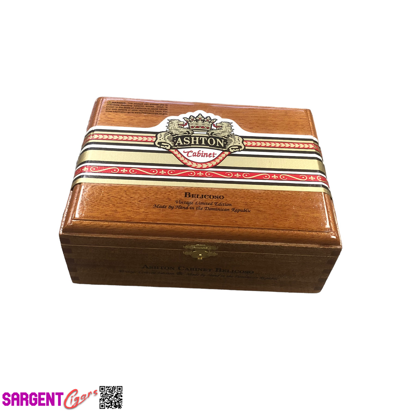 Ashton Cabinet Belicoso Empty Wooden Cigar Box 8x6.25x3
