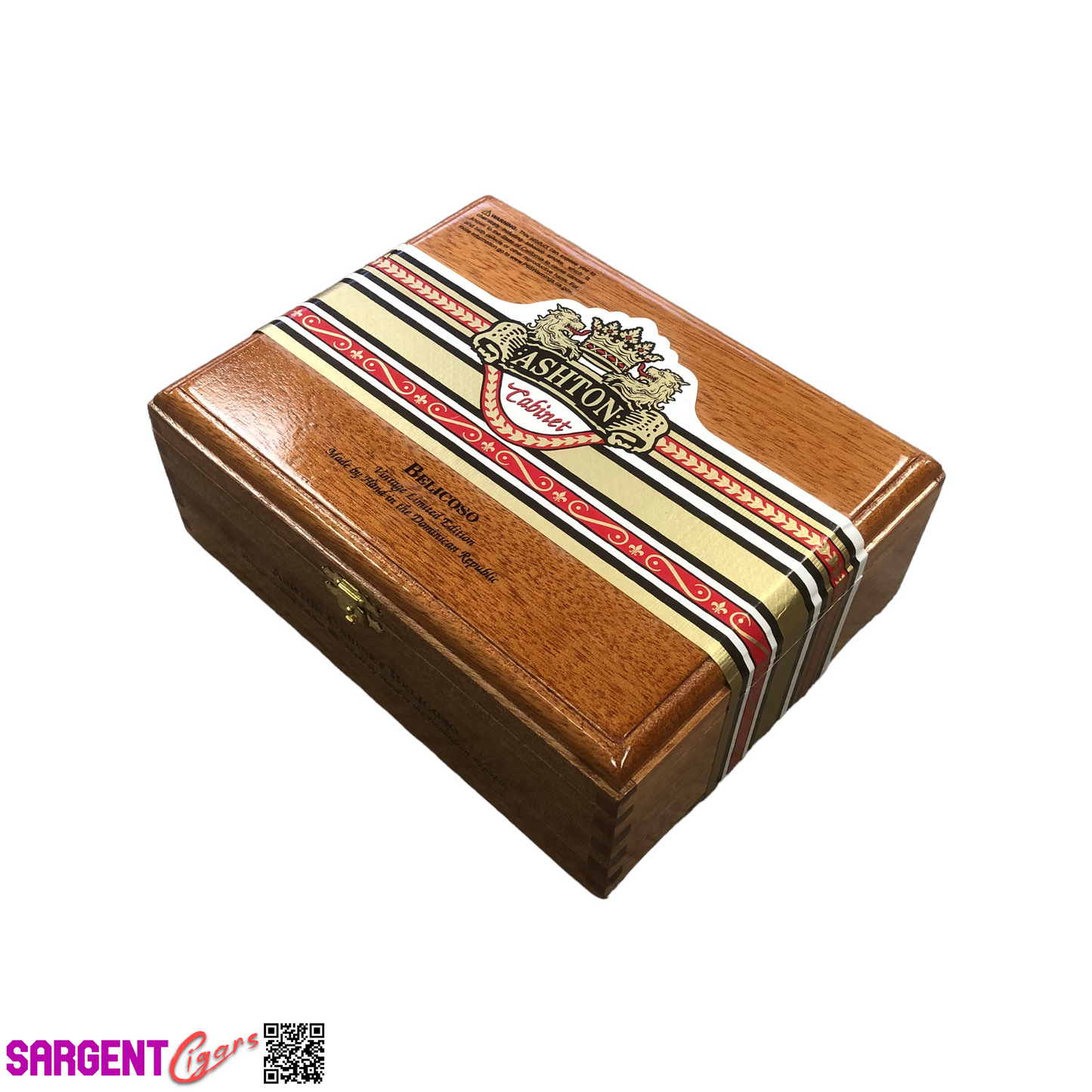 Ashton Cabinet Belicoso Empty Wooden Cigar Box 8x6.25x3