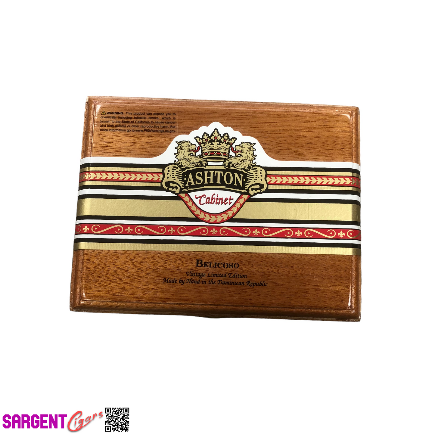 Ashton Cabinet Belicoso Empty Wooden Cigar Box 8x6.25x3