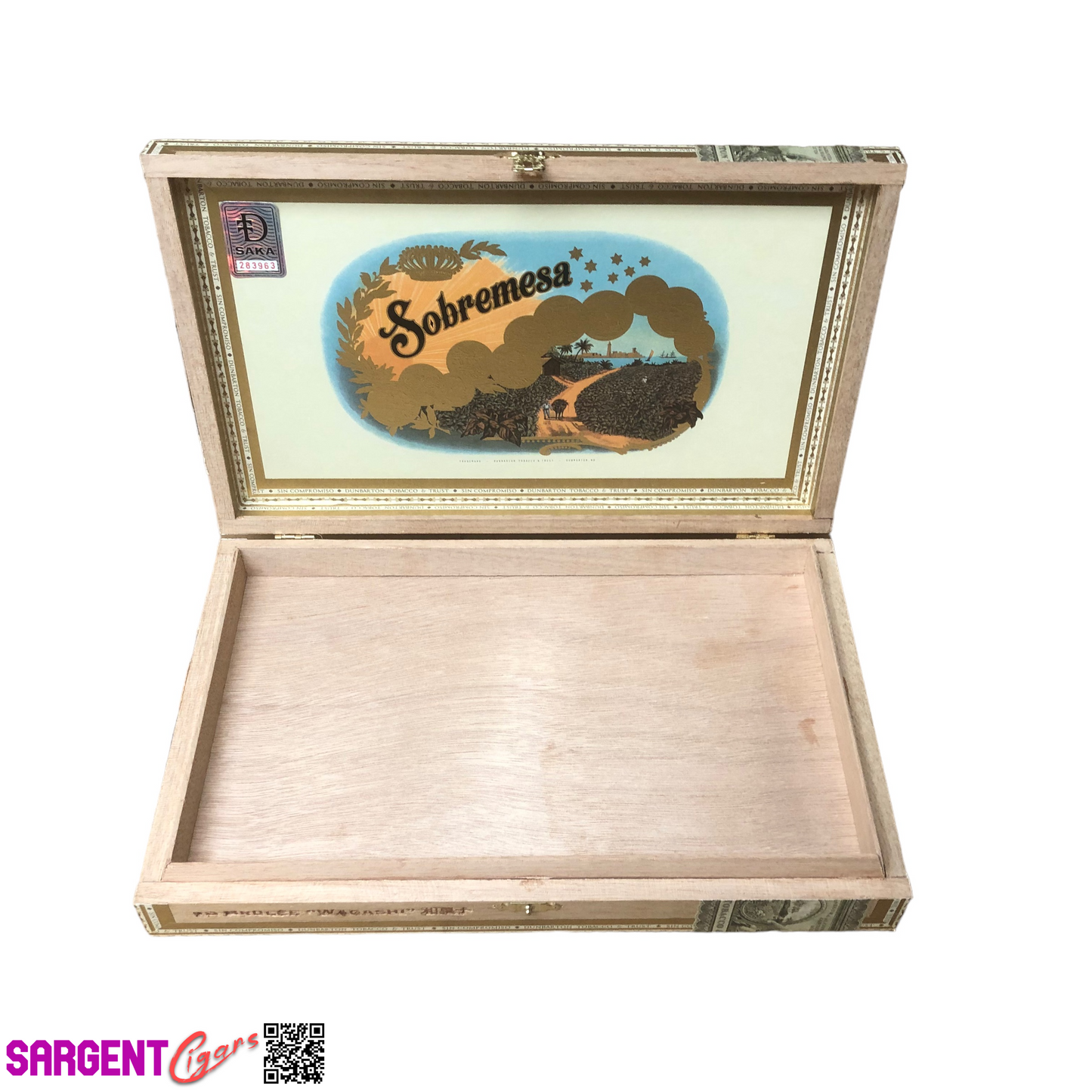 Dunbarton Sobremesa Wagashi Empty Wooden Cigar Box 11.75x7.5x1.75