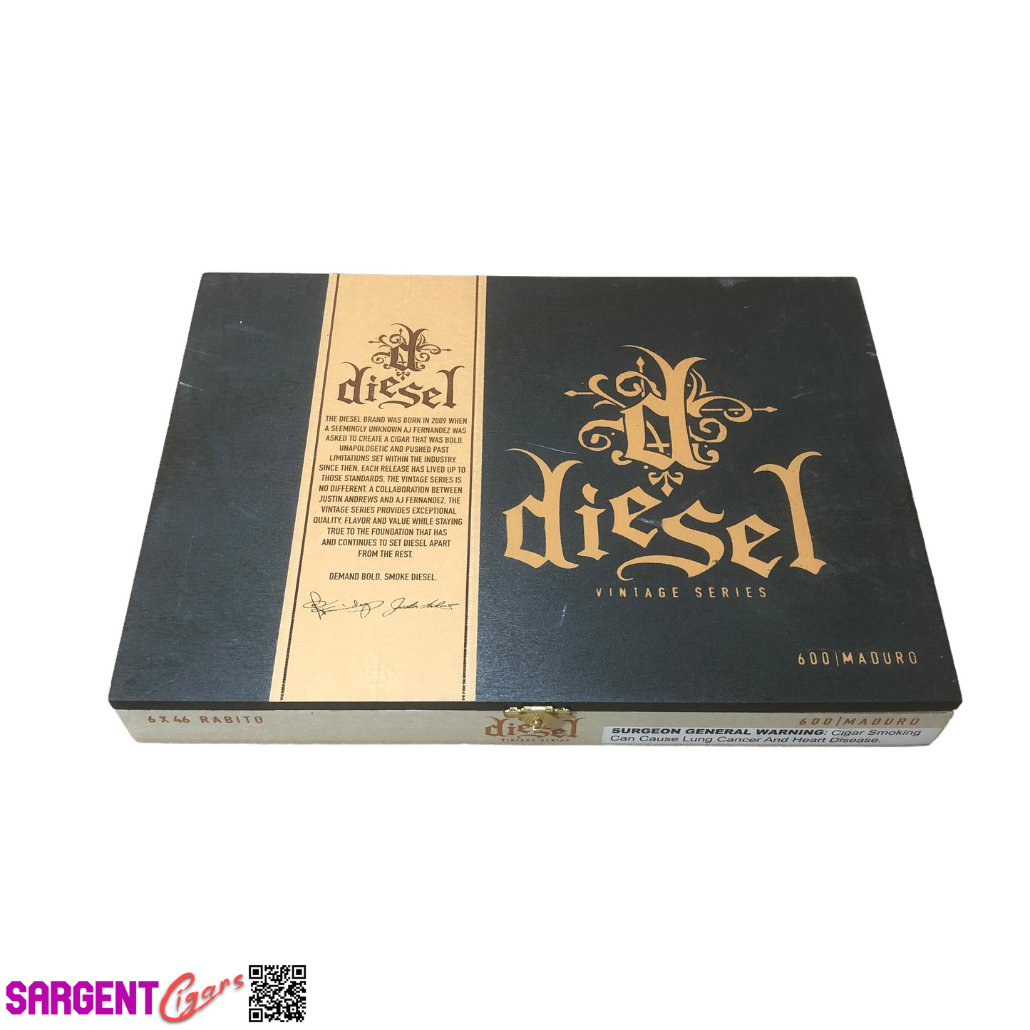 Diesel Vintage Series Rabito Empty Wooden Cigar Box 10.75x7.75x1.25