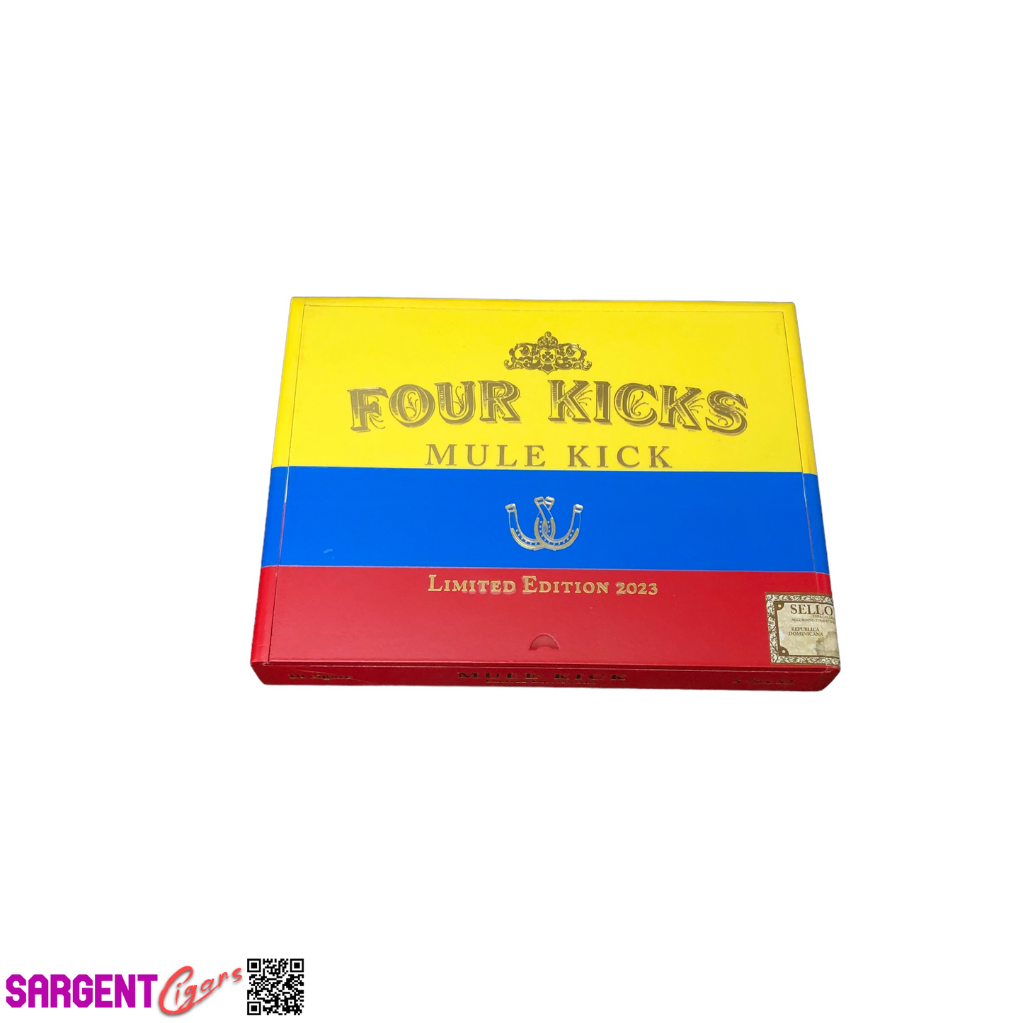 Four Kicks Mule Kick 2023 Empty Wooden Cigar Box 8.75x6.75x1.25