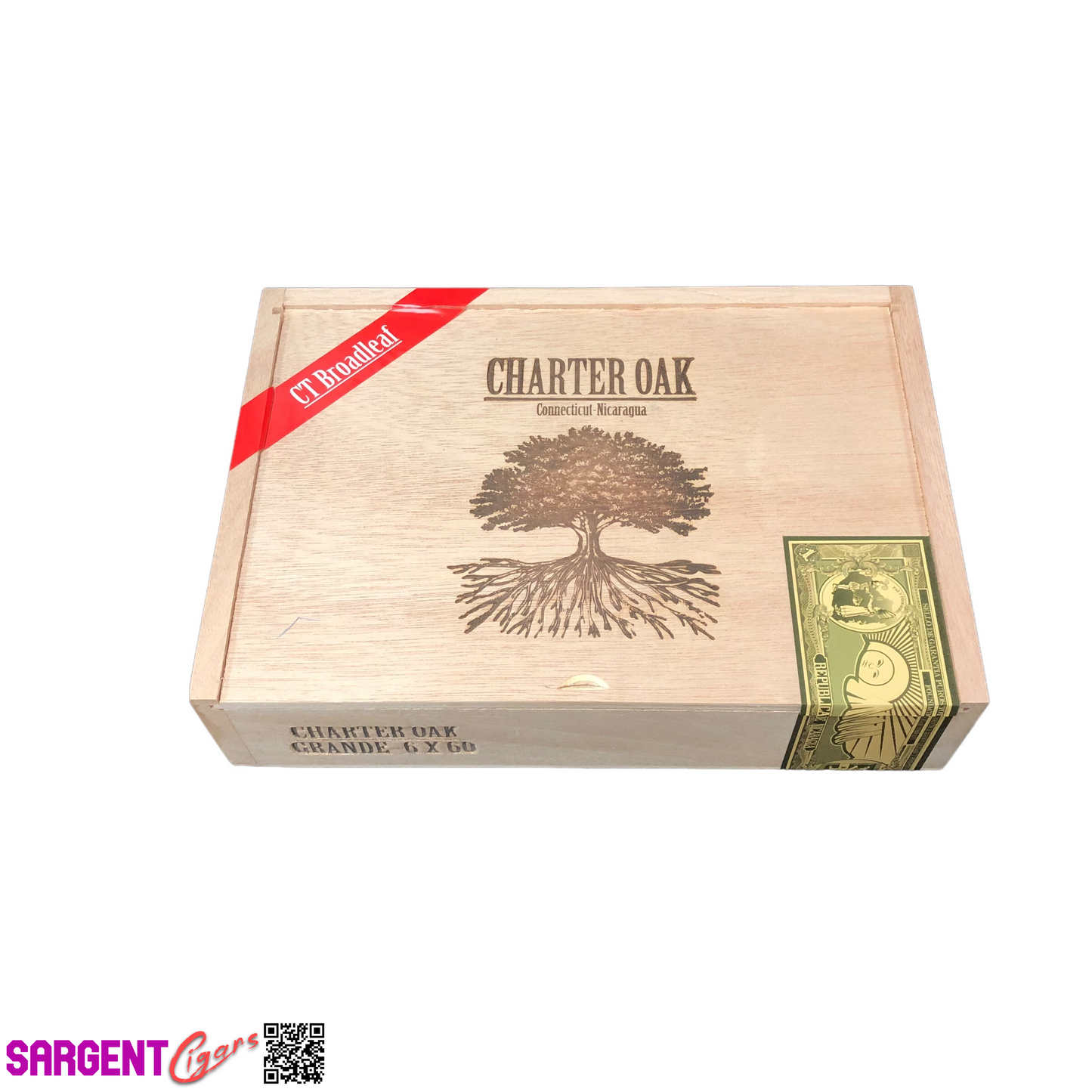 Charter Oak Grande Empty Wooden Cigar Box 9.75x6.75x2.25