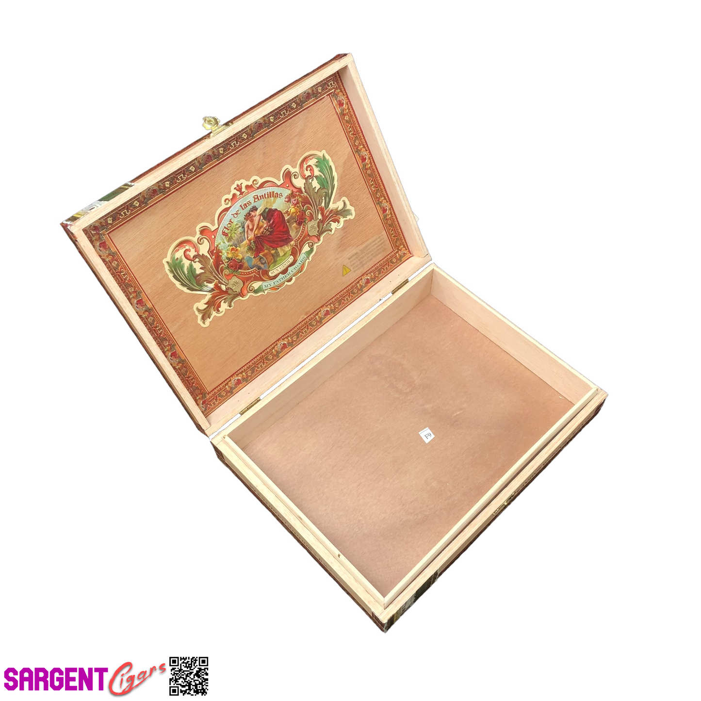 Flor De Las Antillas Toro Gordo Empty Wooden Cigar Box 9.75x7.5x2