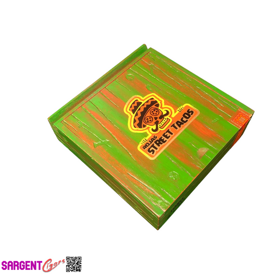 Rojas Green Street Tacos Toro Empty Wooden Cigar Box 7x7.25x2