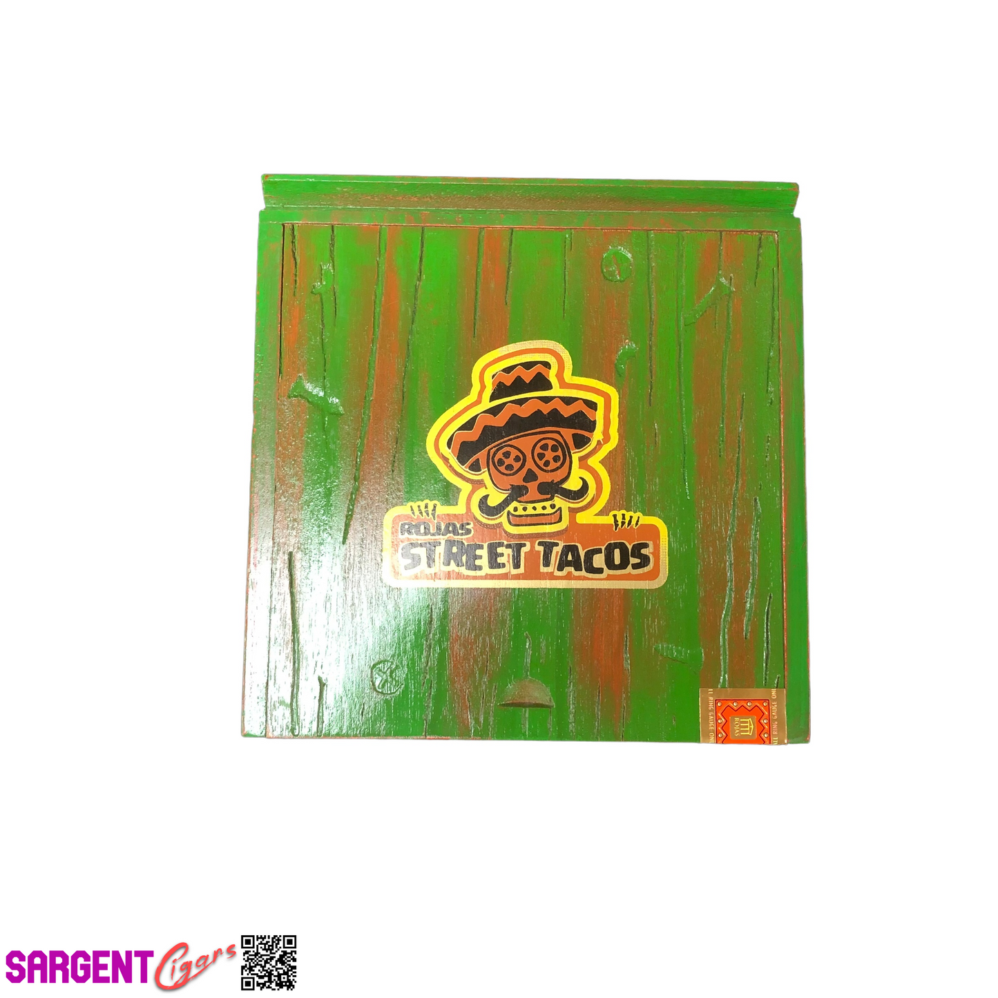 Rojas Green Street Tacos Toro Empty Wooden Cigar Box 7x7.25x2